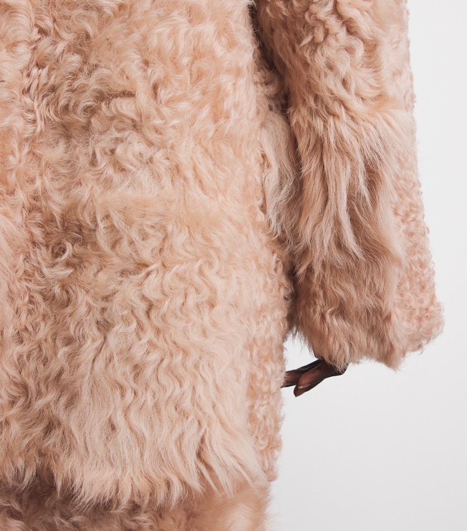 Victoria Beckham Womens Shearling Overcoat Barley Pink Image 3