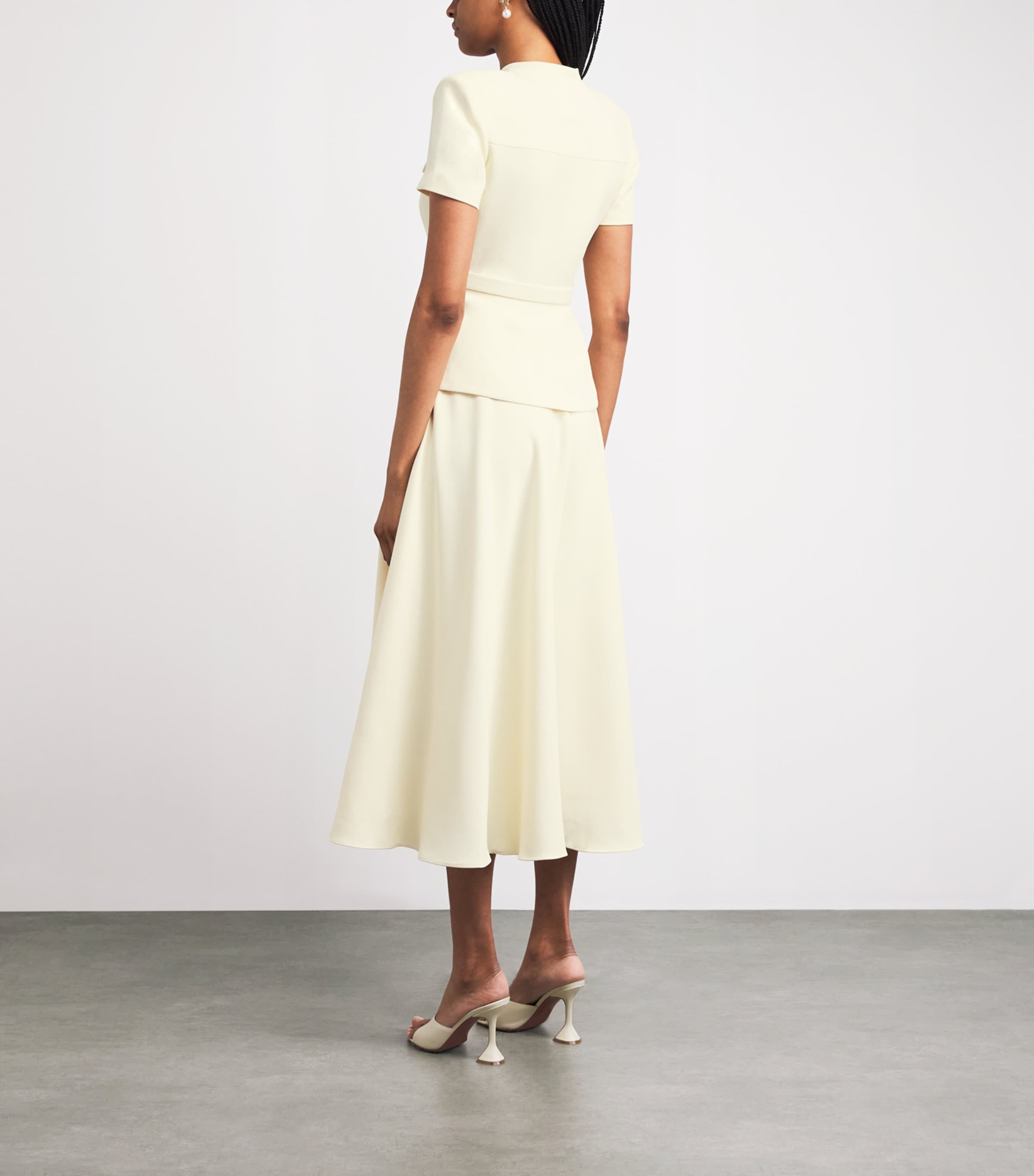 Self-Portrait Womens Crepe Peplum Midi Dress Yellow Image 4