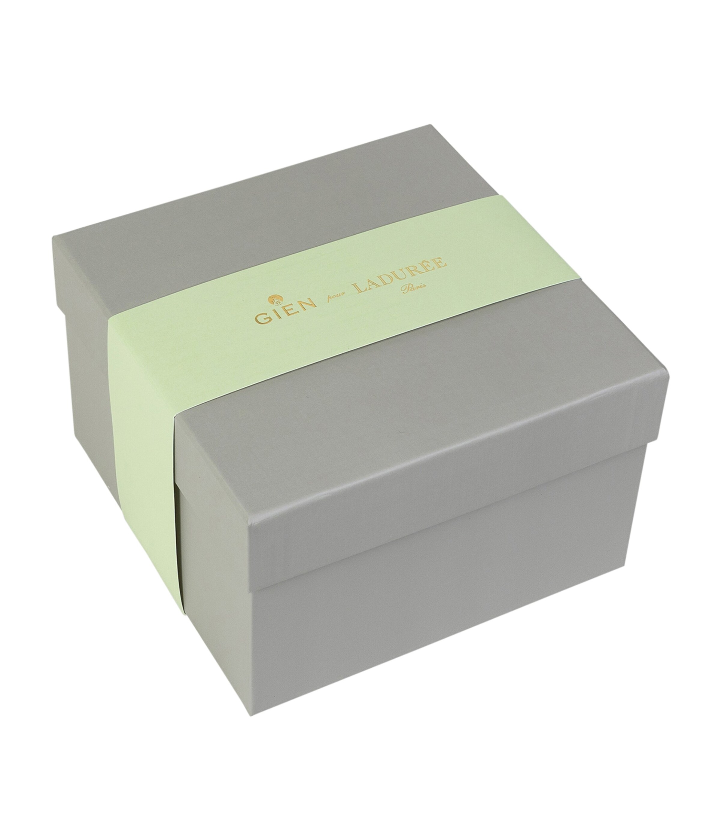 Gien x Ladurée Set of 2 Pompadour Tea Cups and Saucers (15cm) White, Pink, Green Image 4