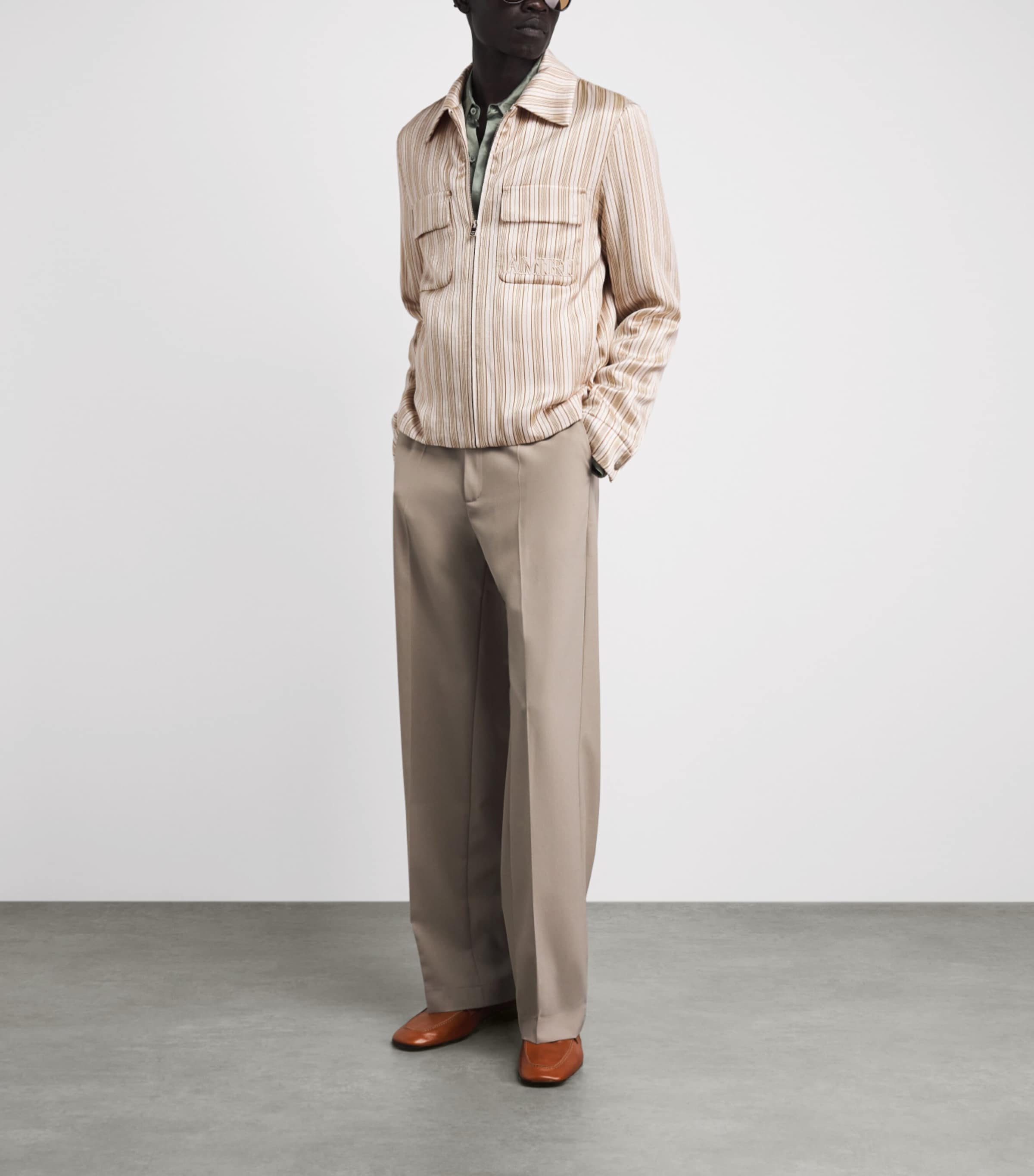 AMIRI Mens Stripe Logo Jacket Alabaster Image 2