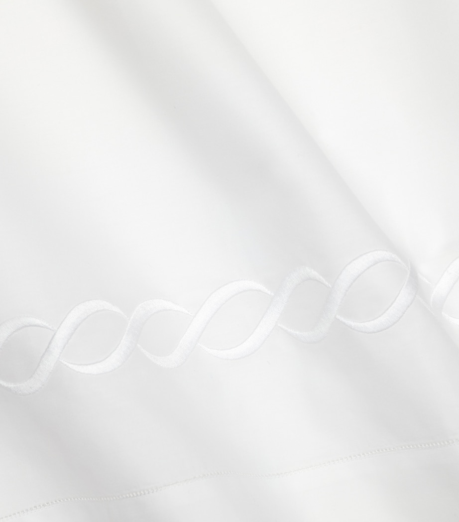 Treccia Super King Flat Sheet (300cm x 270cm) WHITE/WHITE Image 2
