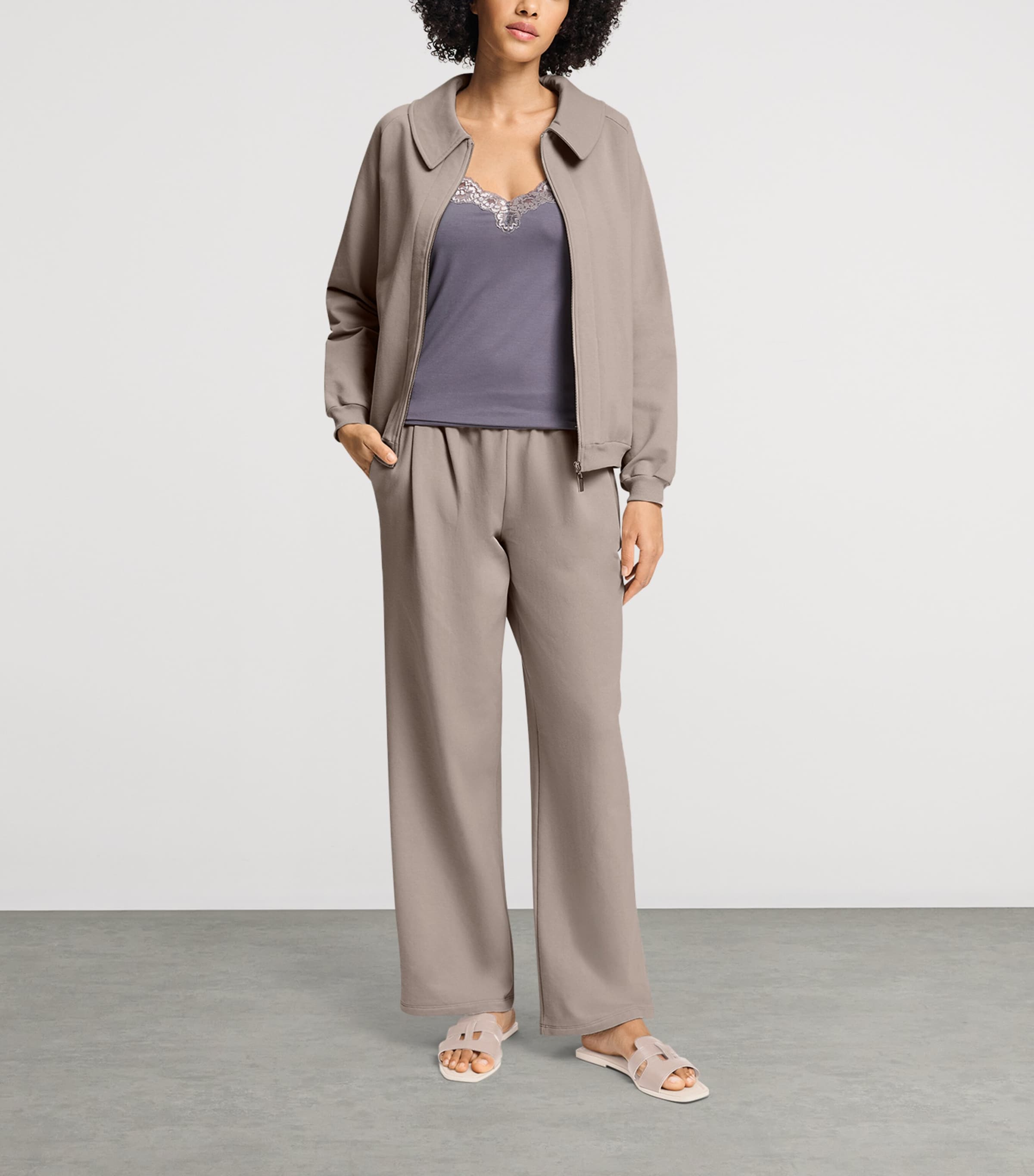 Hanro Womens Stretch-Cotton Natural Living Trousers Rose Grey Image 2