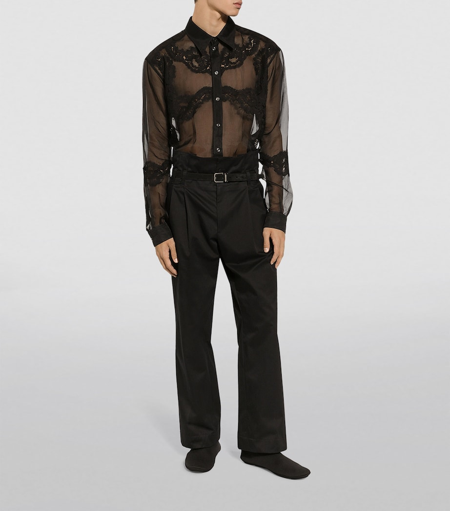Lace-Trim Shirt N0000-BLACK Image 2