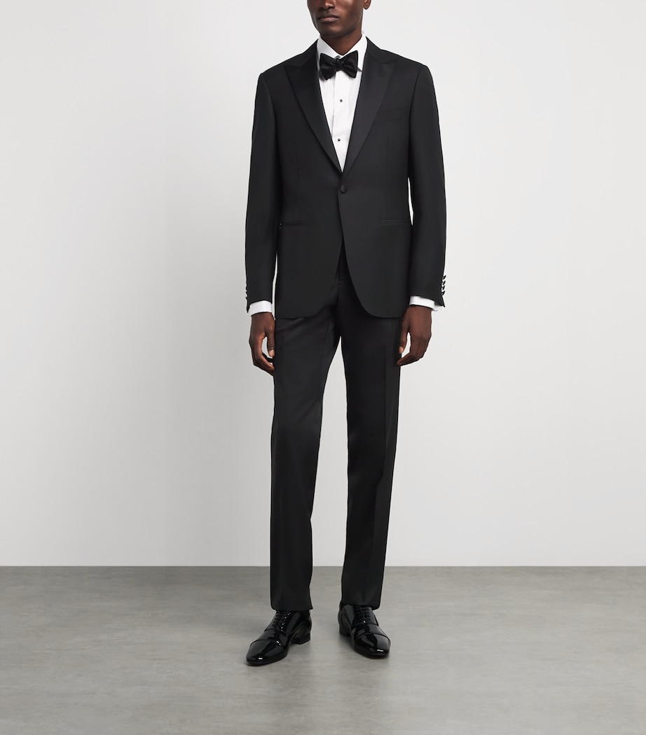 Pal Zileri Mens Wool Satin-Trim Trousers Black Image 2