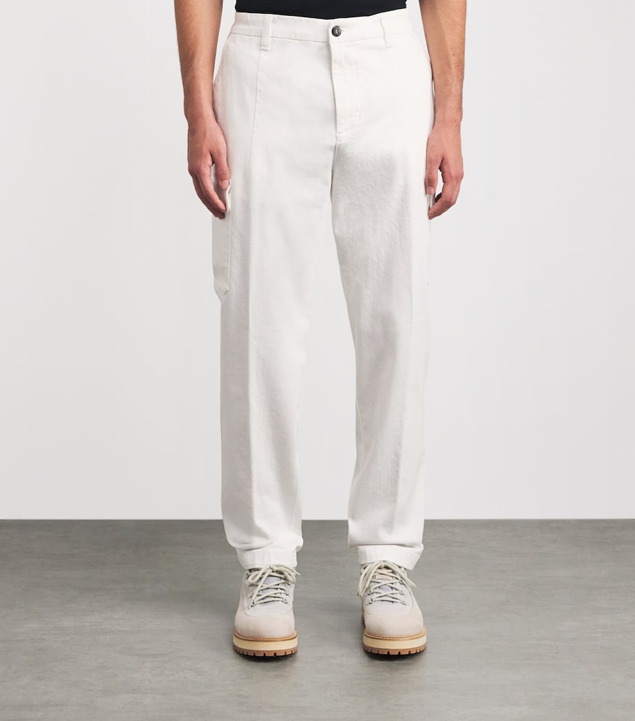 Stretch-Cotton Cargo Trousers BIANCO Image 3