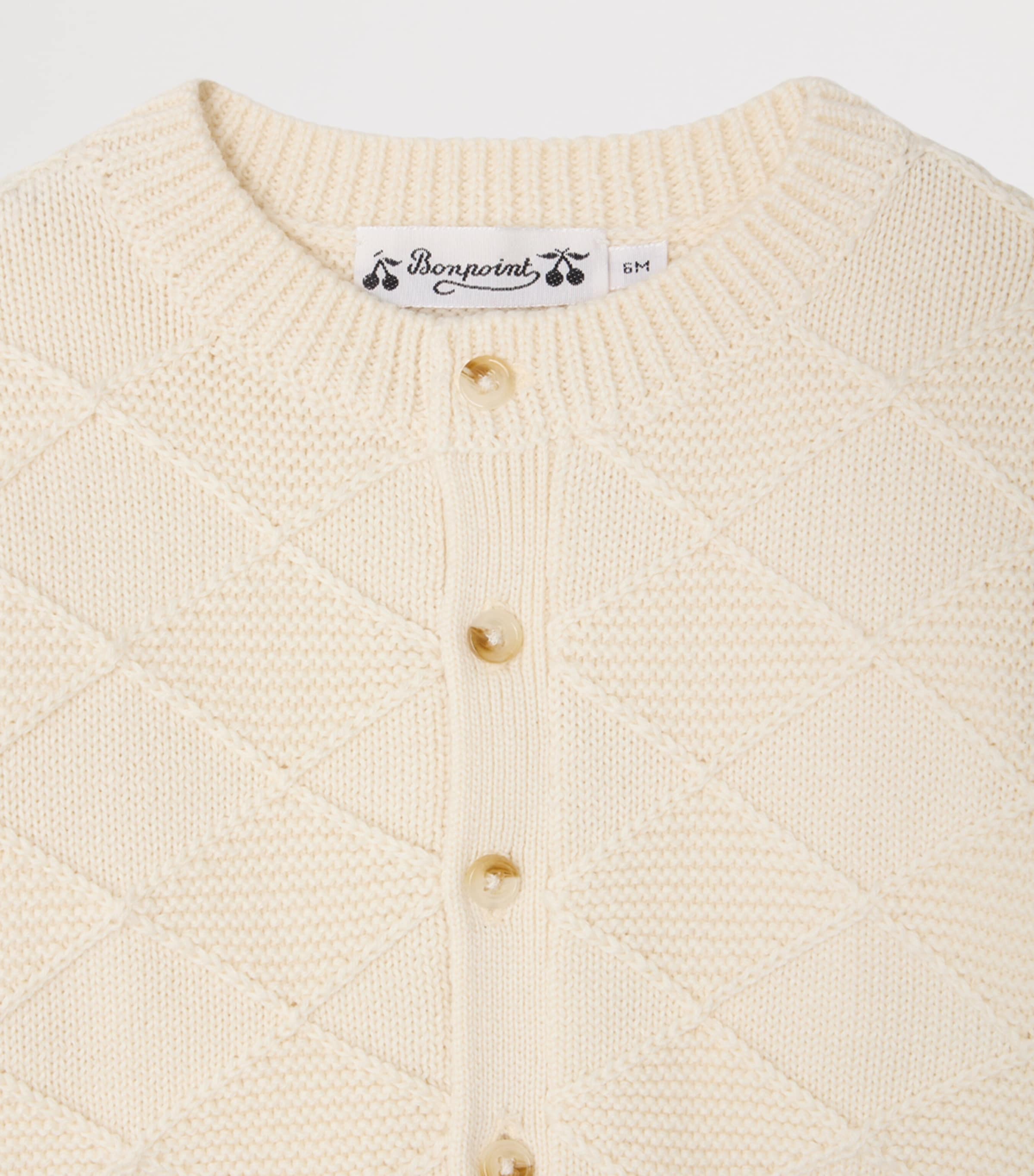 Bonpoint Cotton-Cashmere Louni Cardigan (6-18 Months) Ecru Image 3