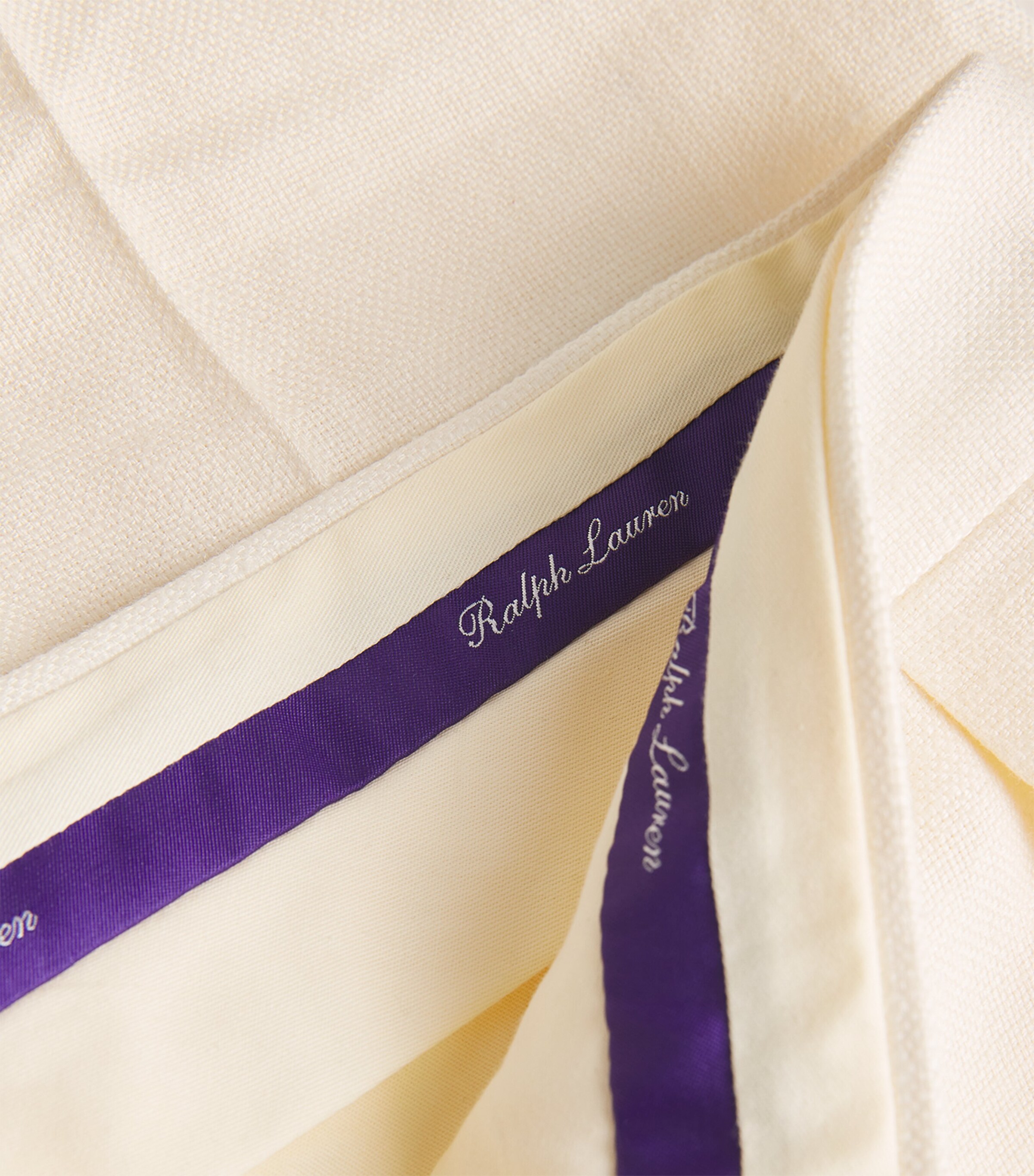 Ralph Lauren Purple Label Mens Silk-Linen Gregory Tailored Trousers Classic Cream Image 5