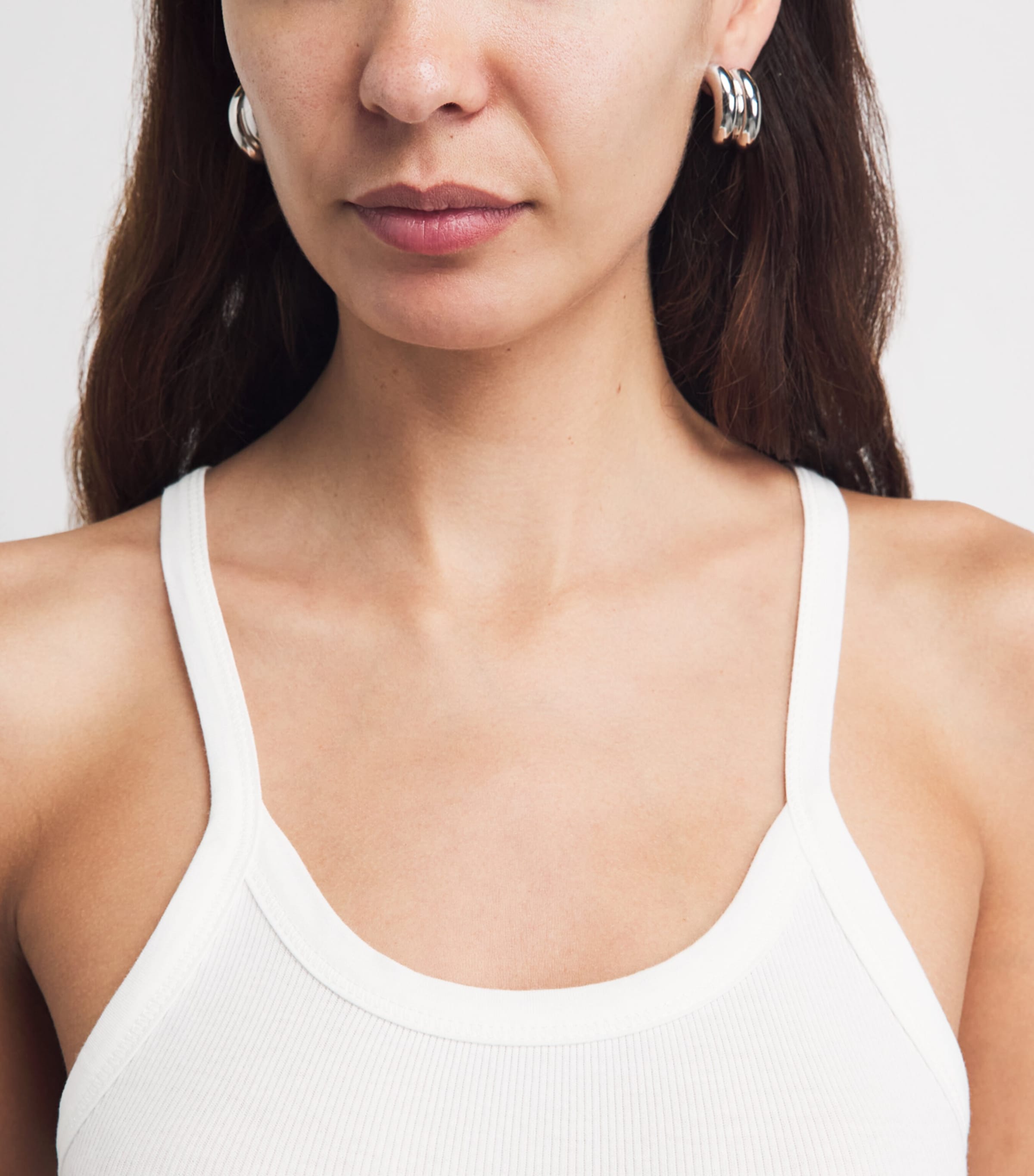 ÉTERNE Womens Cotton Ribbed Cami Top Ivory Image 3
