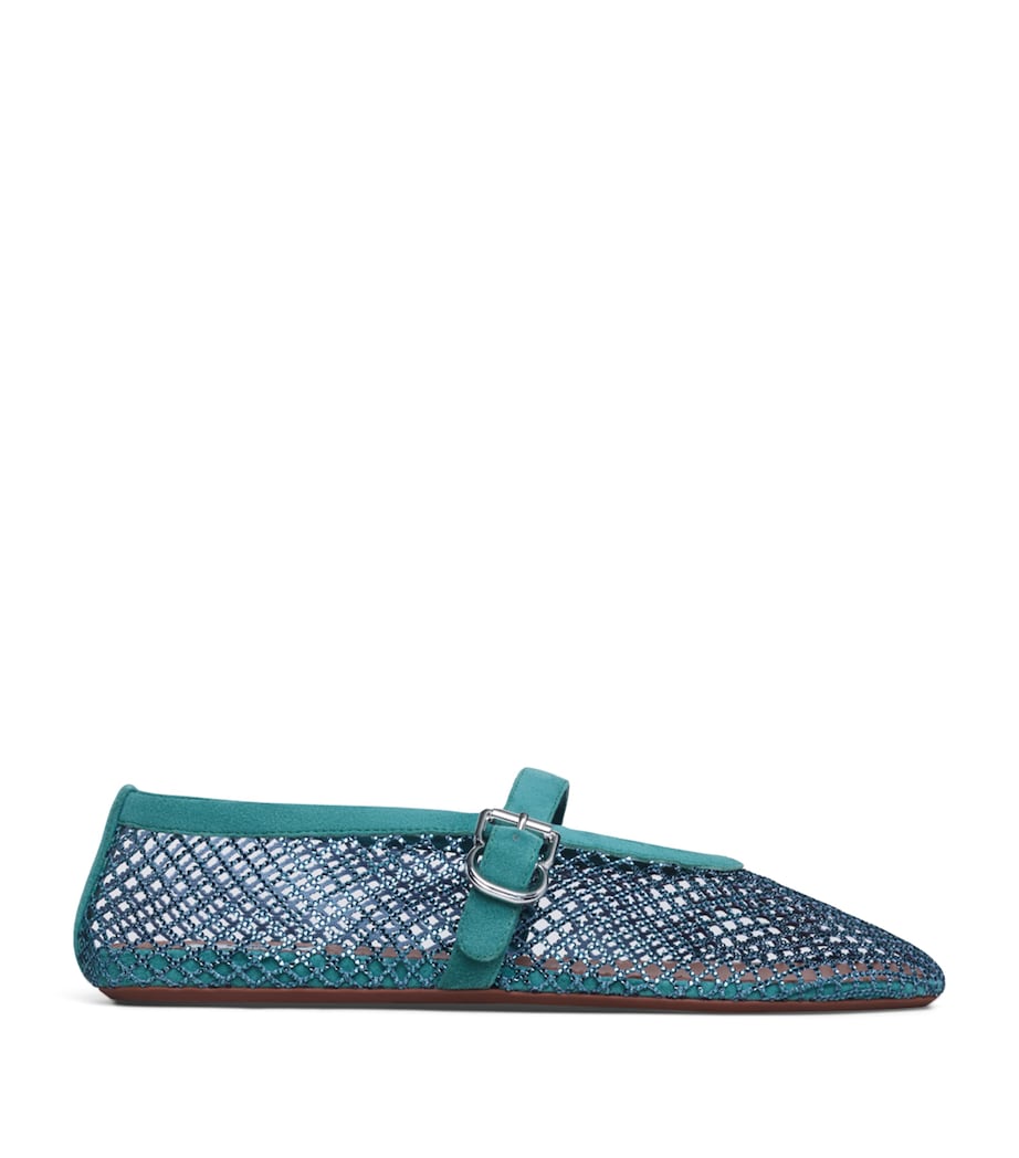 Alaïa Mesh Embellished Ballet Flats Green Grey Image 1