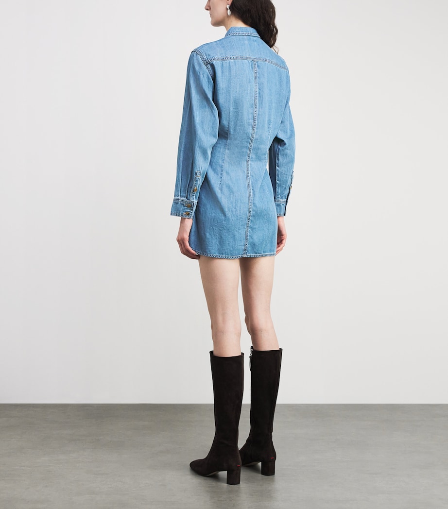 Good American Womens Denim Mini Shirt Dress Image 4
