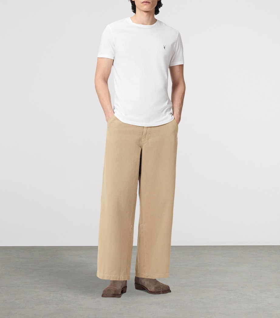 AllSaints Mens Organic Cotton Barrel Leg Trousers Dune Brown Image 3