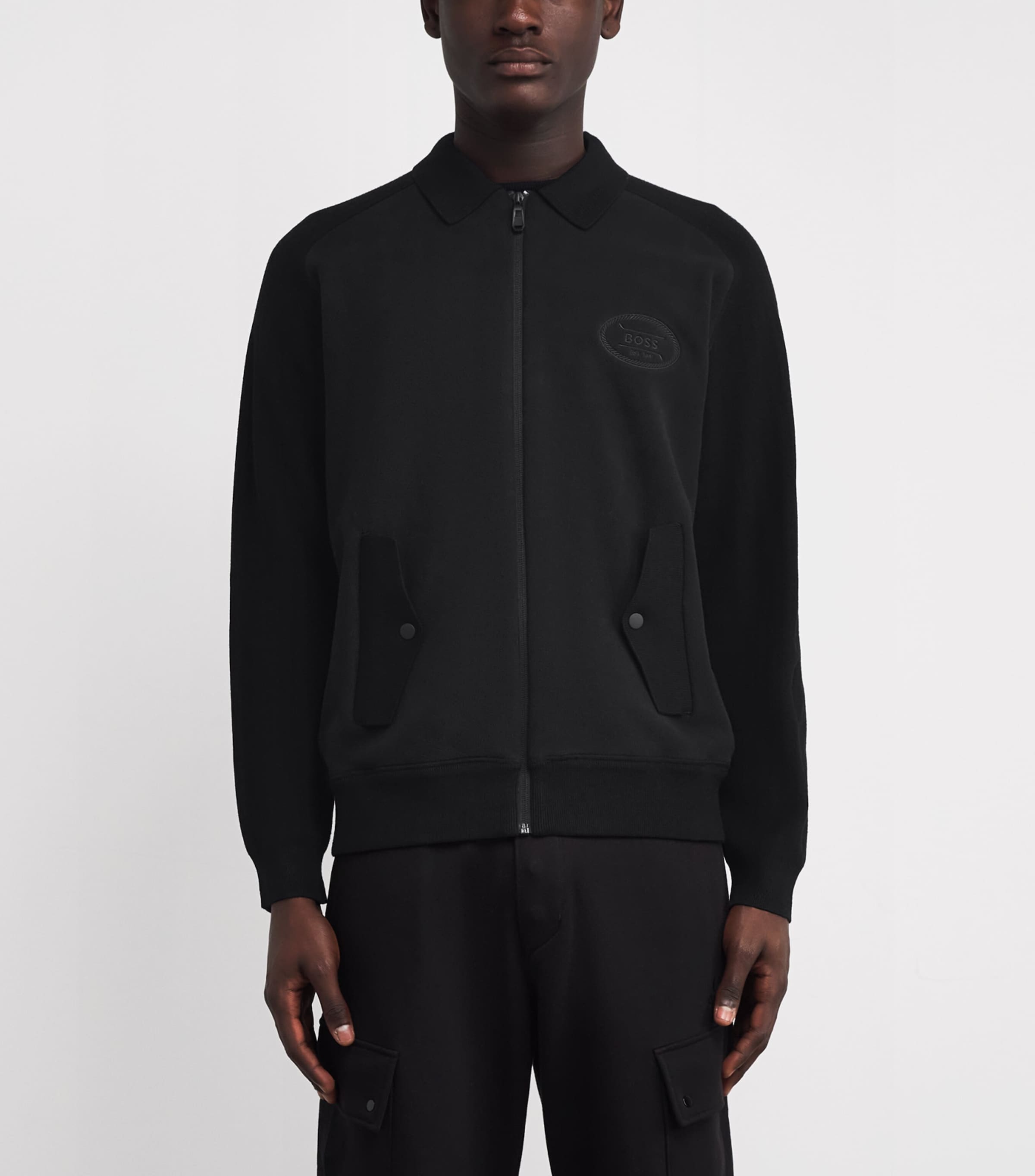 Fleece Logo Polo Jacket 001BLACK Image 3