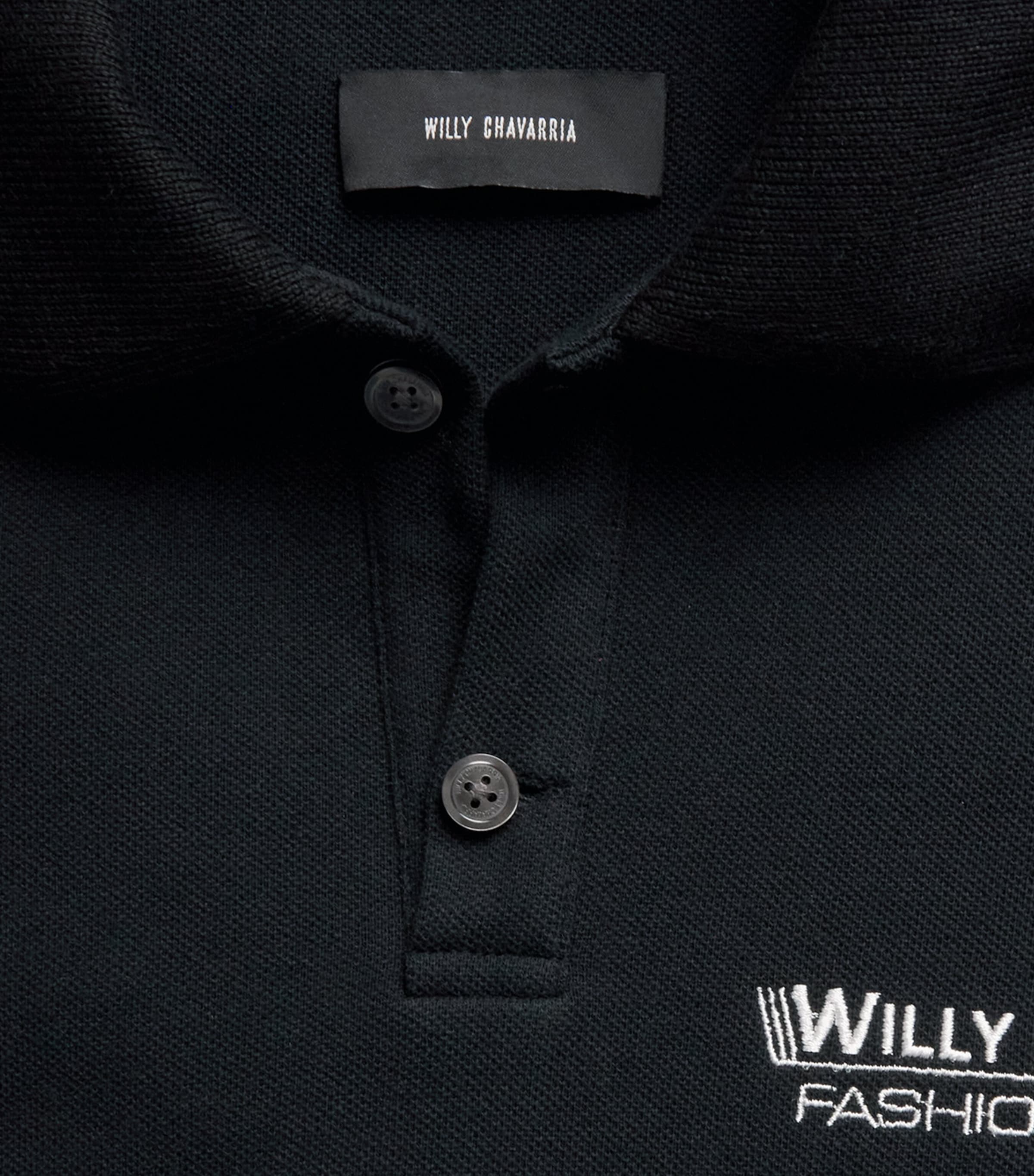 Willy Chavarria Mens Cotton Football Polo Shirt Black Image 6