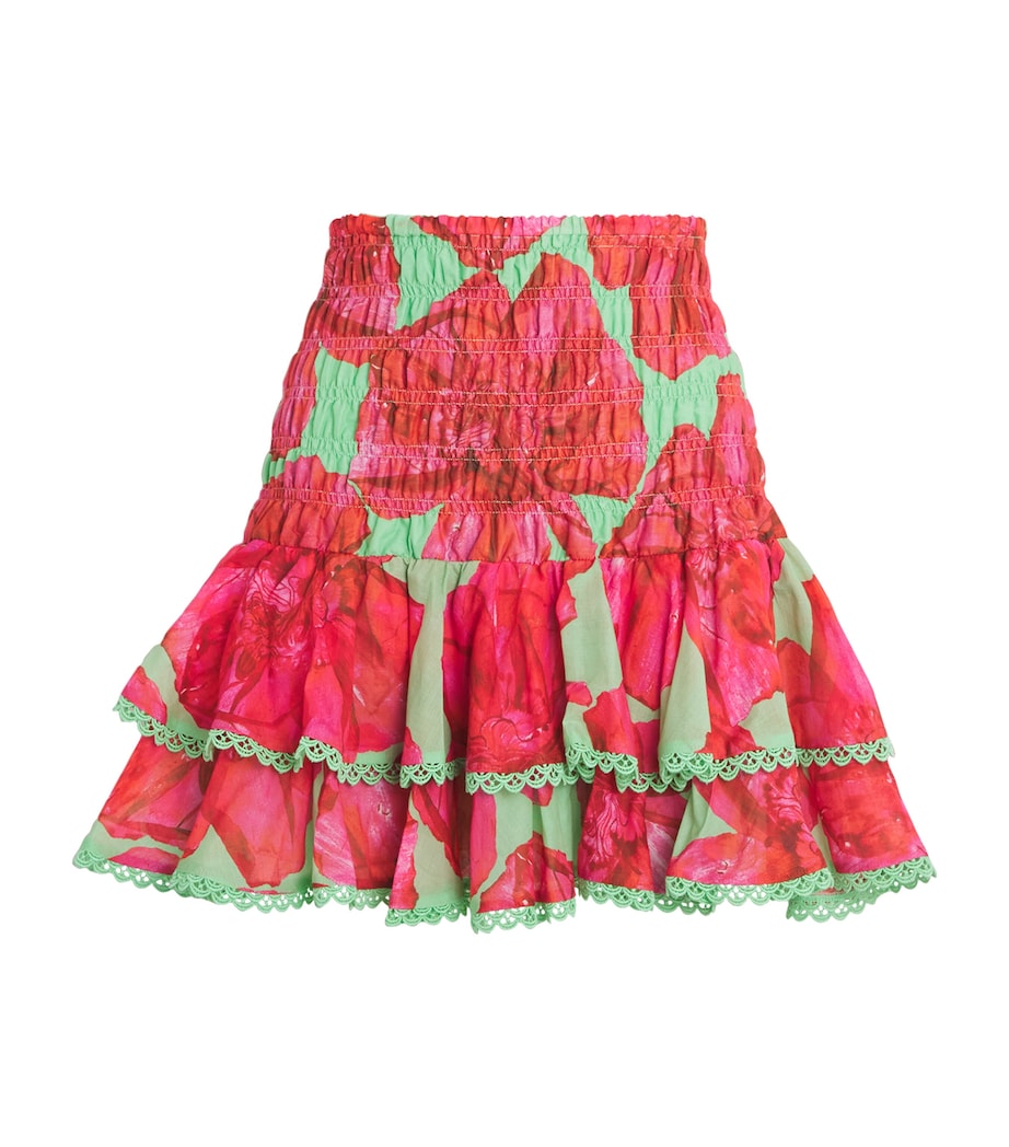 Shirred Pinel Mini Skirt GREEN BLOSSOM Image 1