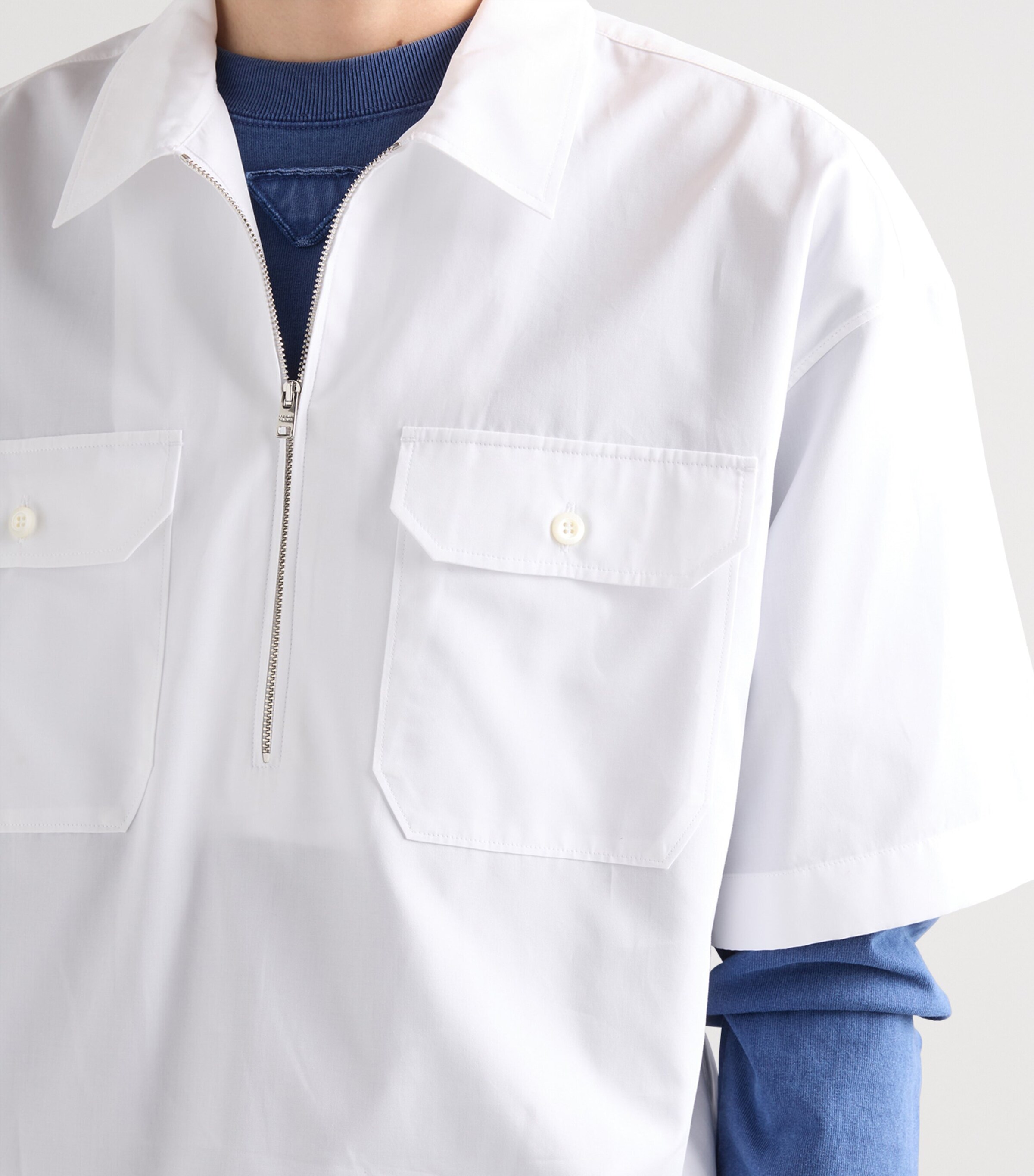 Prada Mens Cotton Bowling Shirt White Image 3
