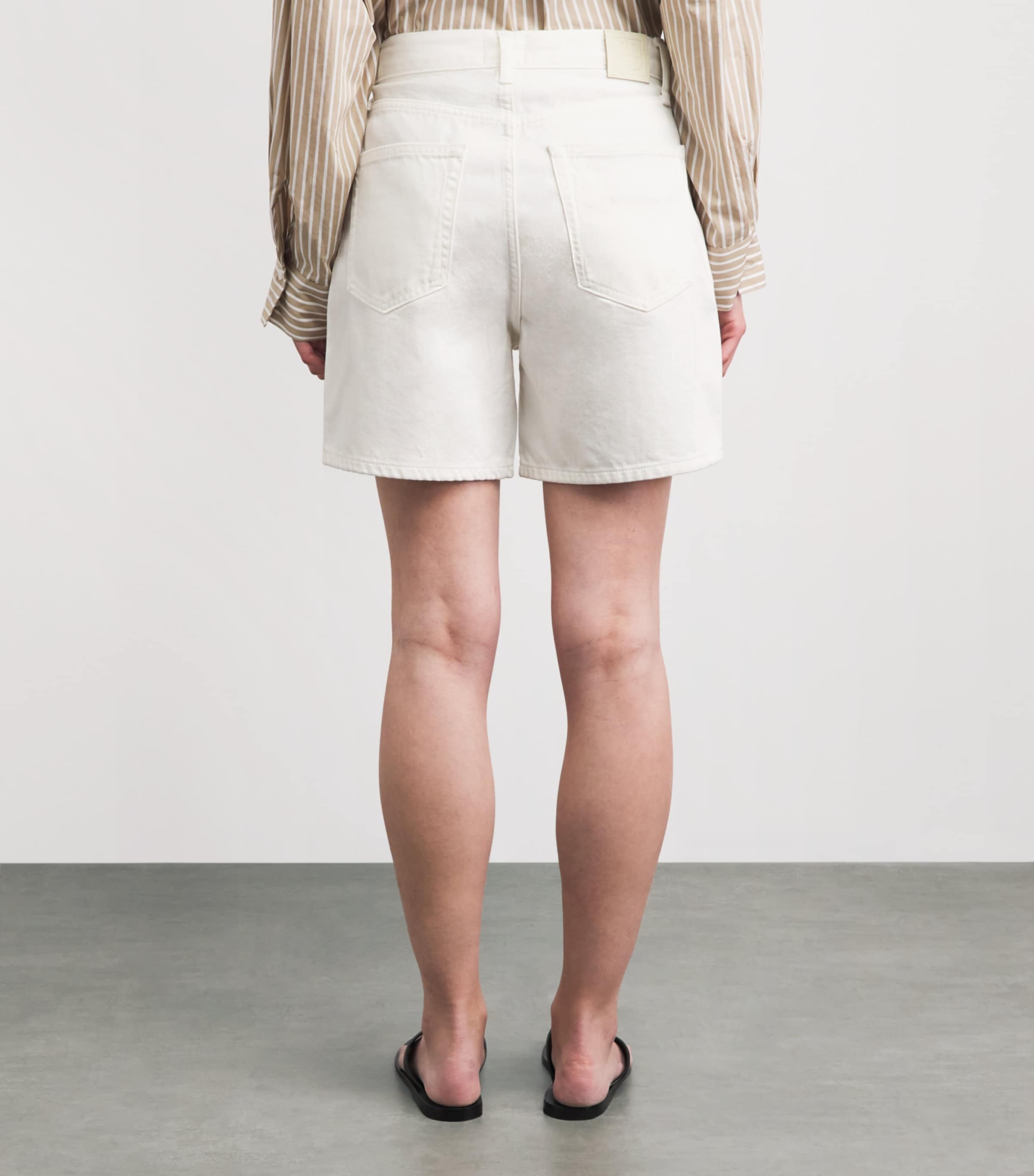 ANINE BING Womens Denim Kat Shorts Ecru Image 5