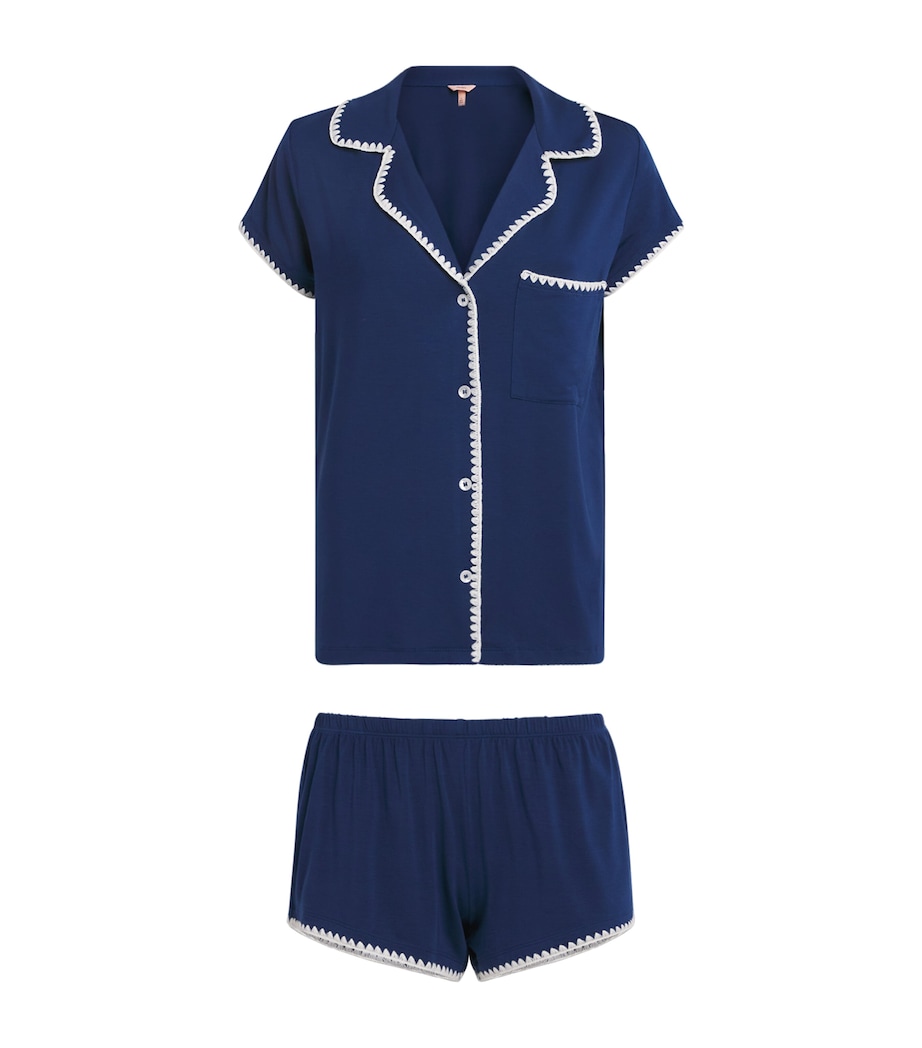 Eberjey Womens Short-Sleeve Frida Pyjama Set Navy/ivory Image 1