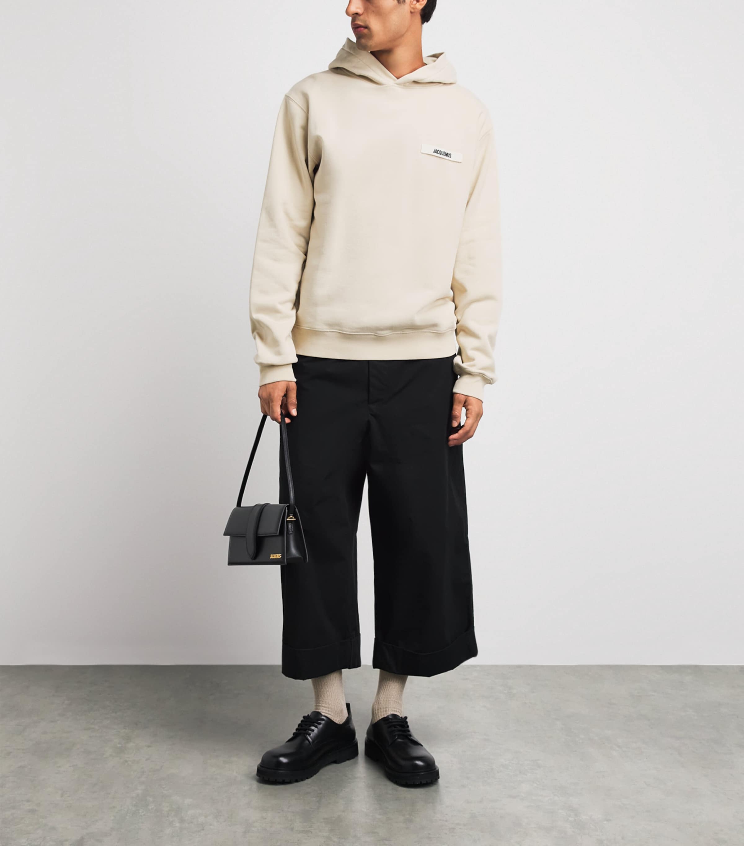 Jacquemus Mens Grosgrain Logo Hoodie Beige Image 2