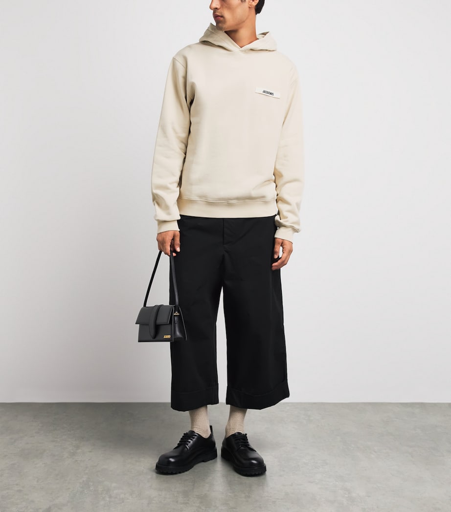 Jacquemus Mens Grosgrain Logo Hoodie Beige Image 2