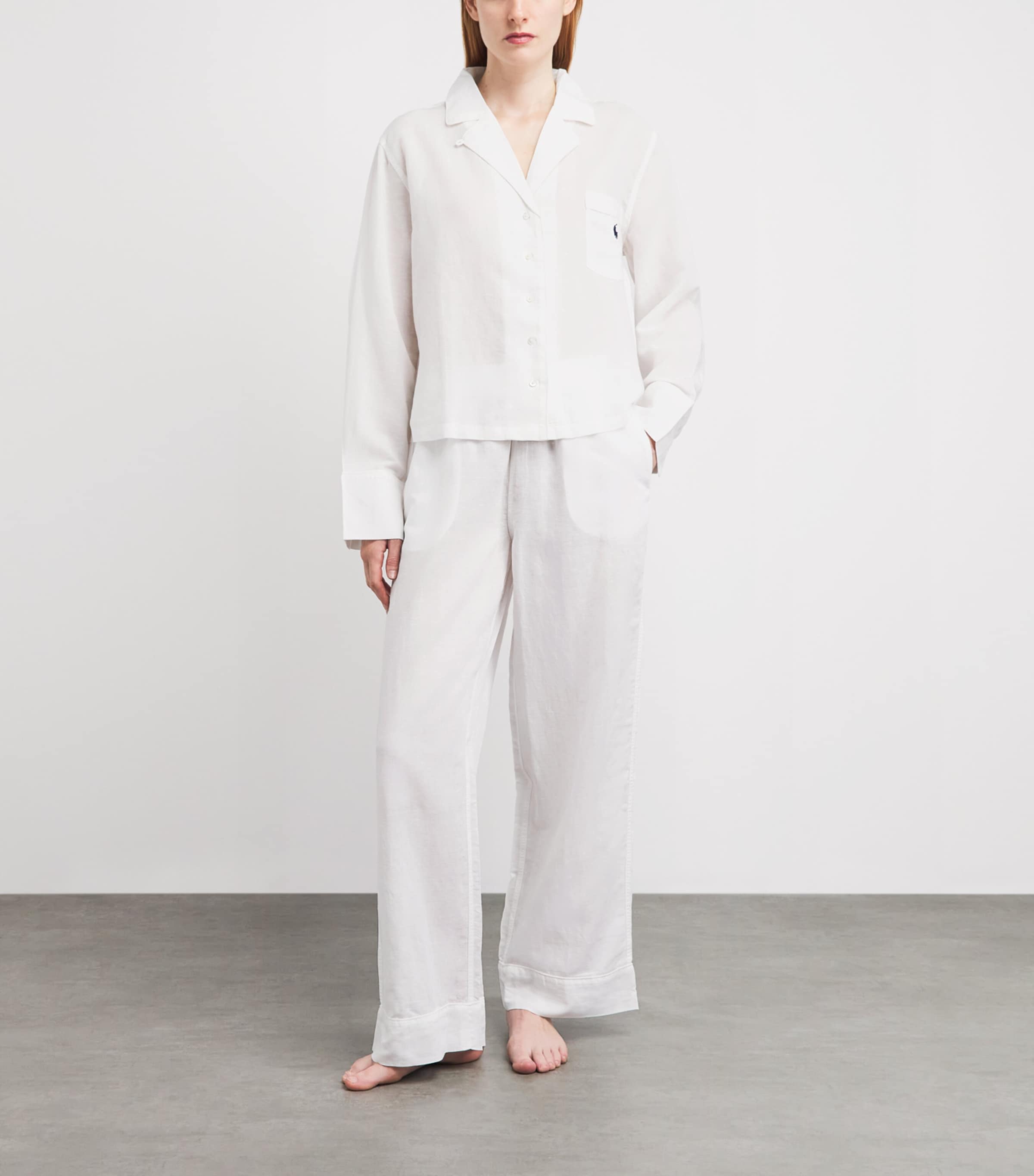 Polo Ralph Lauren Womens Linen-Cotton Pyjama Set White Cloud Image 2