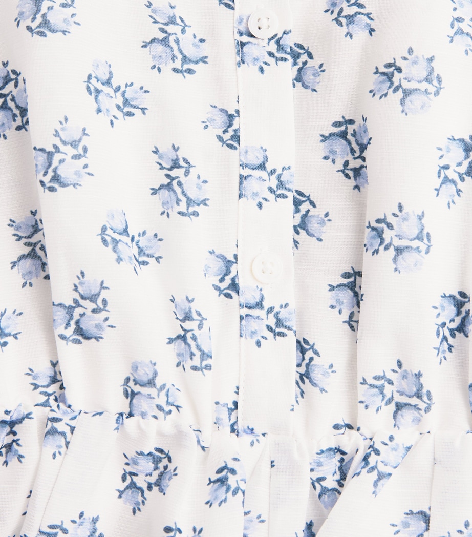 Maje Womens Linen-Blend Floral Print Mini Shirt Dress Blue Small Flowers Image 7