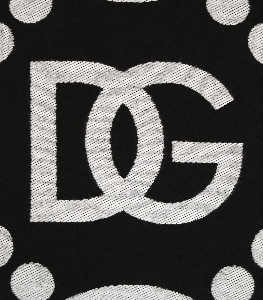 Wool-Silk-Cashmere Logo Cushion (50cm x 50cm) U0010-NERO/BIANCO Image 4