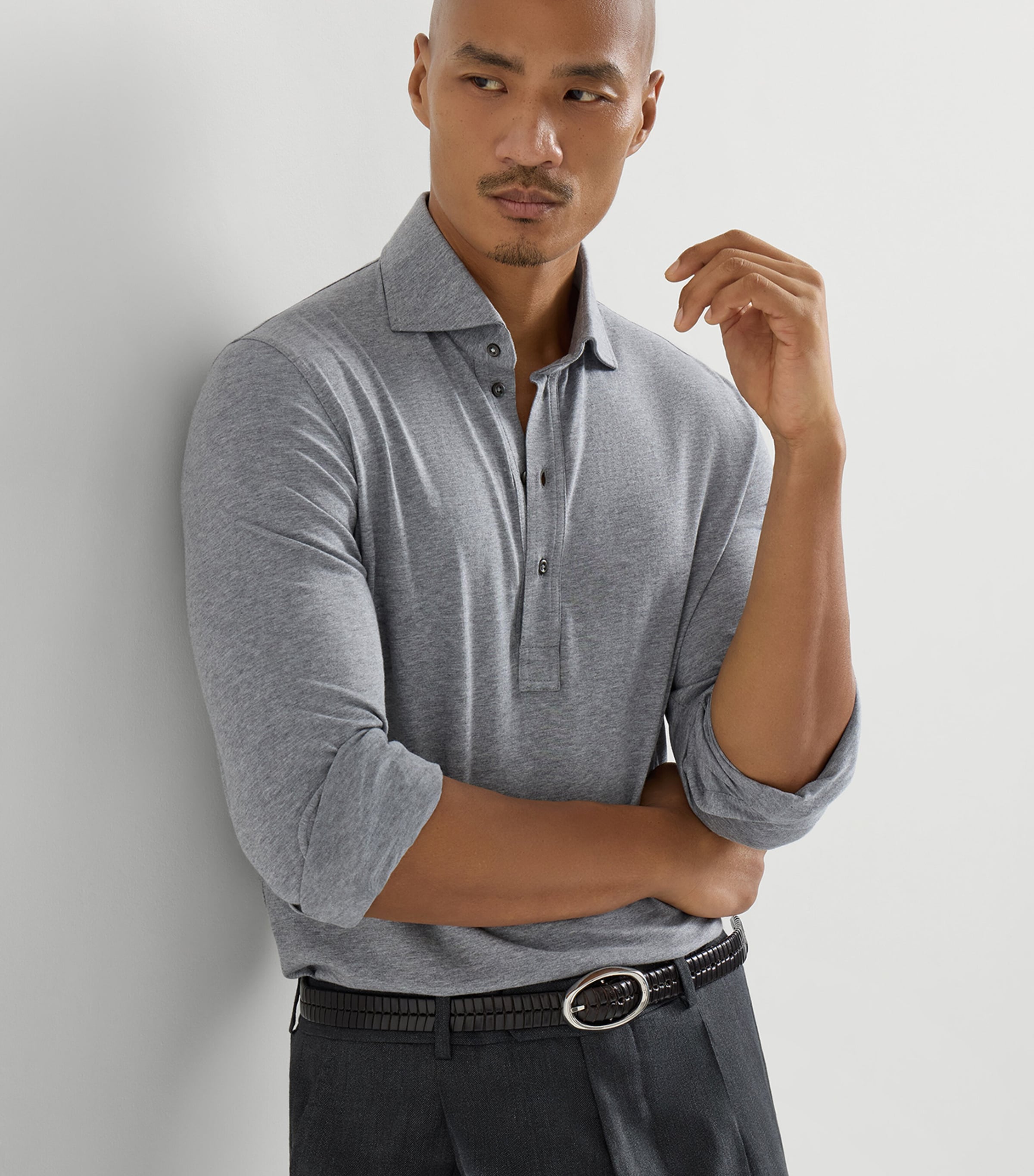 Brunello Cucinelli Mens Cotton Jersey Polo Shirt Image 4