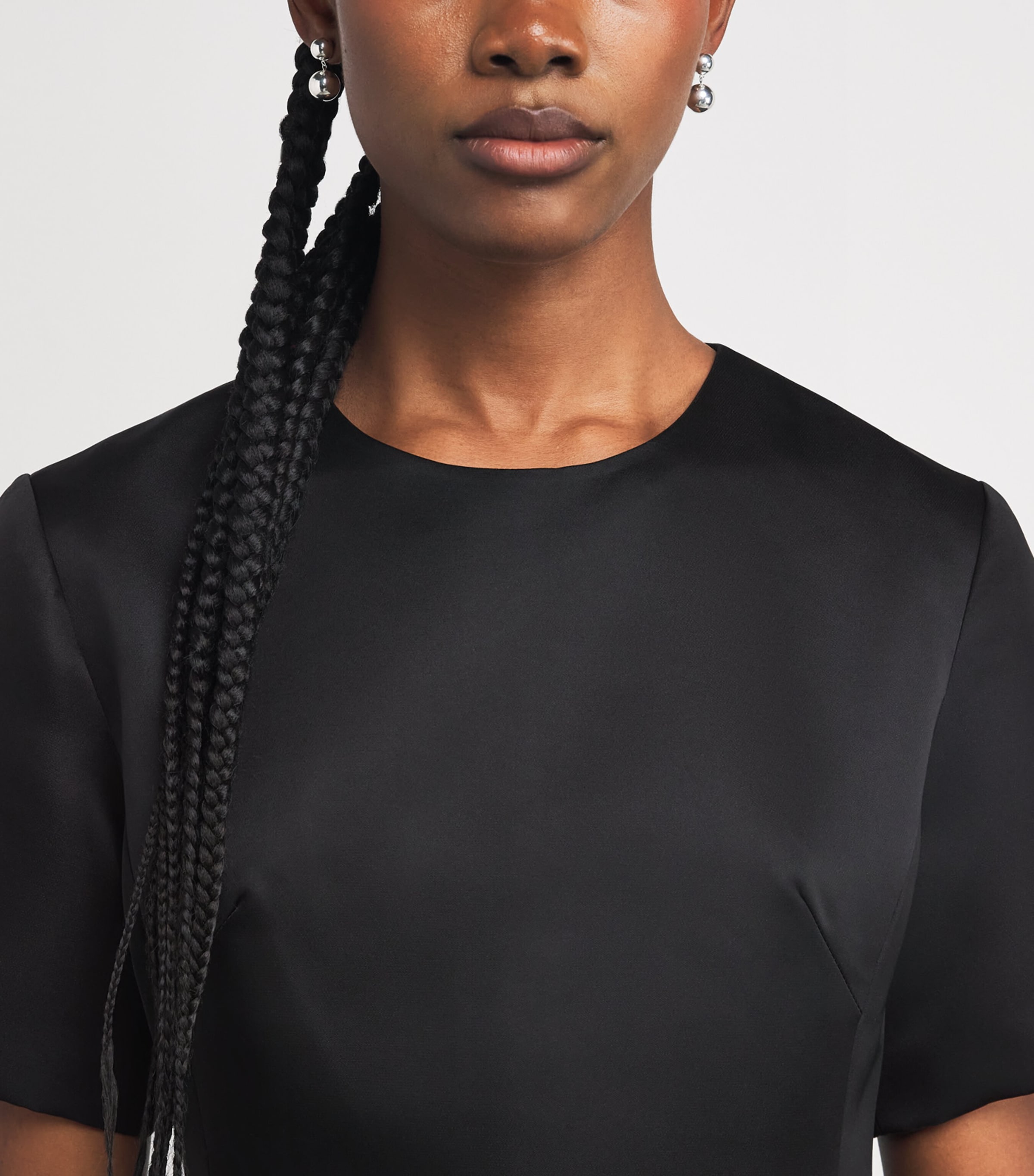 Rose-Embroidered Caroline Midi Dress EBONY Image 4