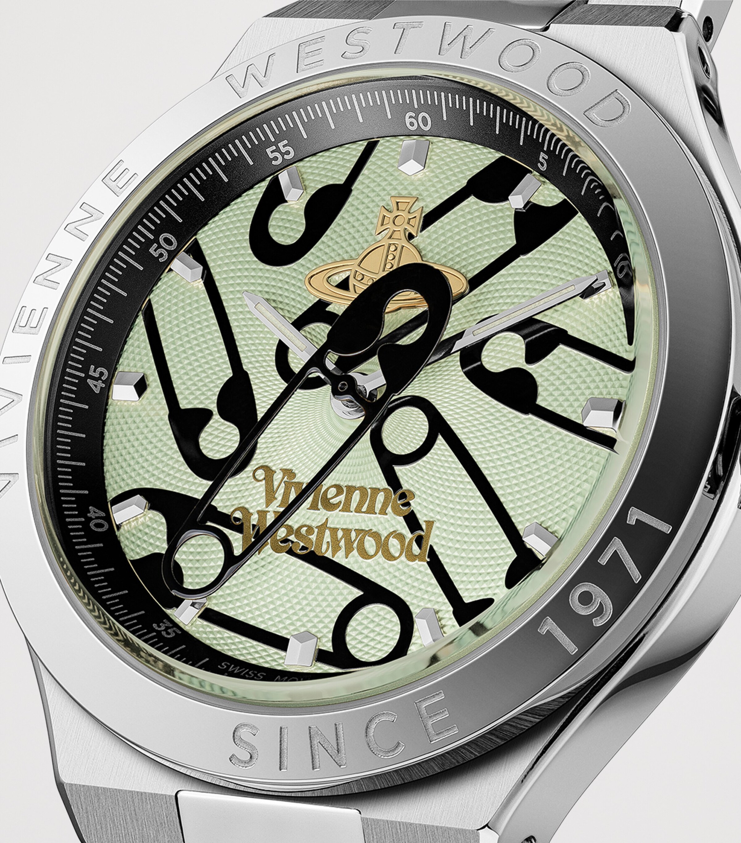 Vivienne Westwood Stainless Steel Berwick Watch 37mm Grn Slvr Image 7