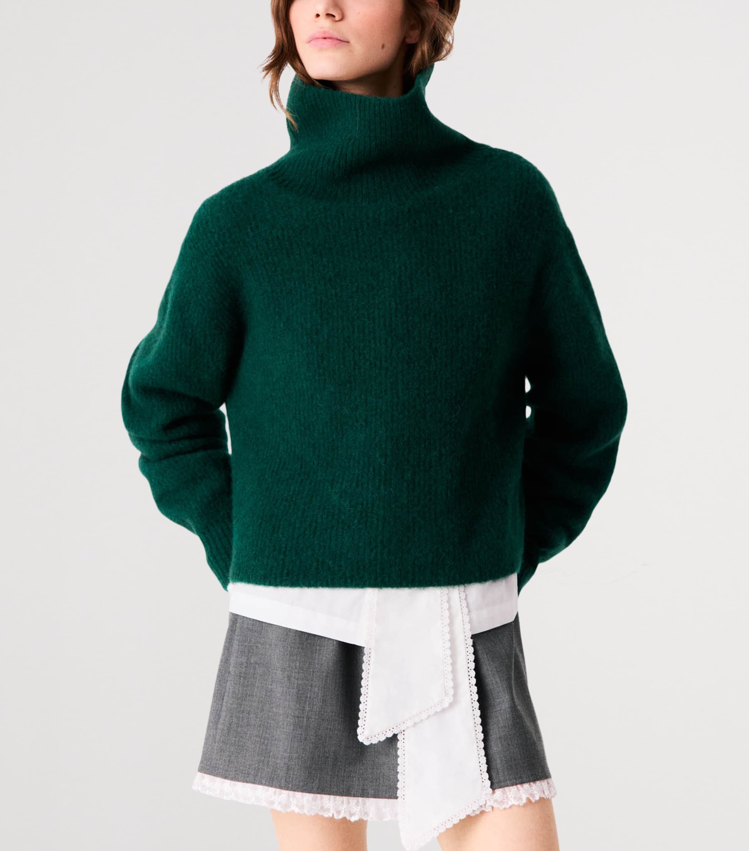 Maje Womens Yak-Blend Rollneck Sweater Bottle Green Image 5