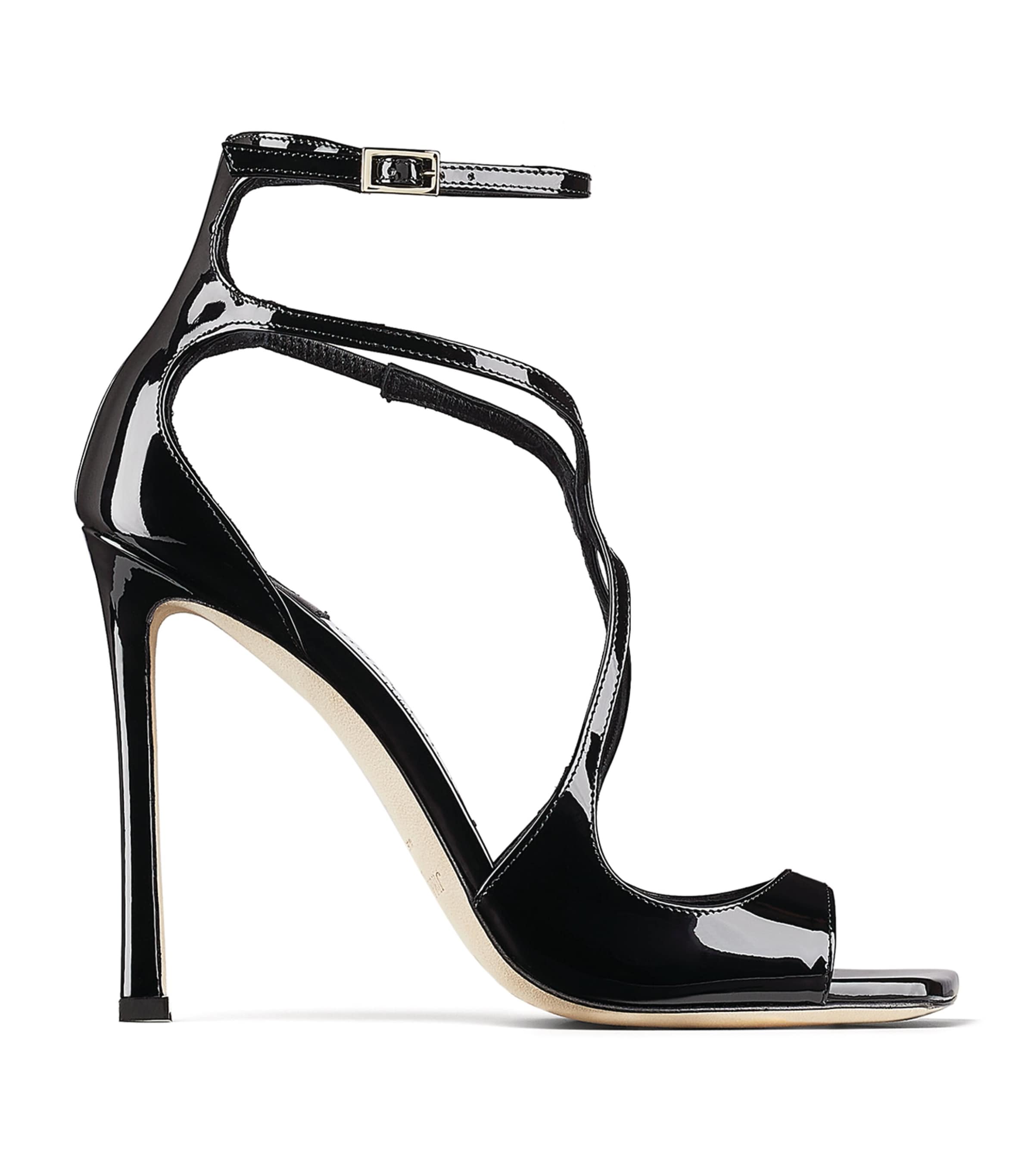 Shop Jimmy Choo Azia 110 Patent Leather Sandals In Black