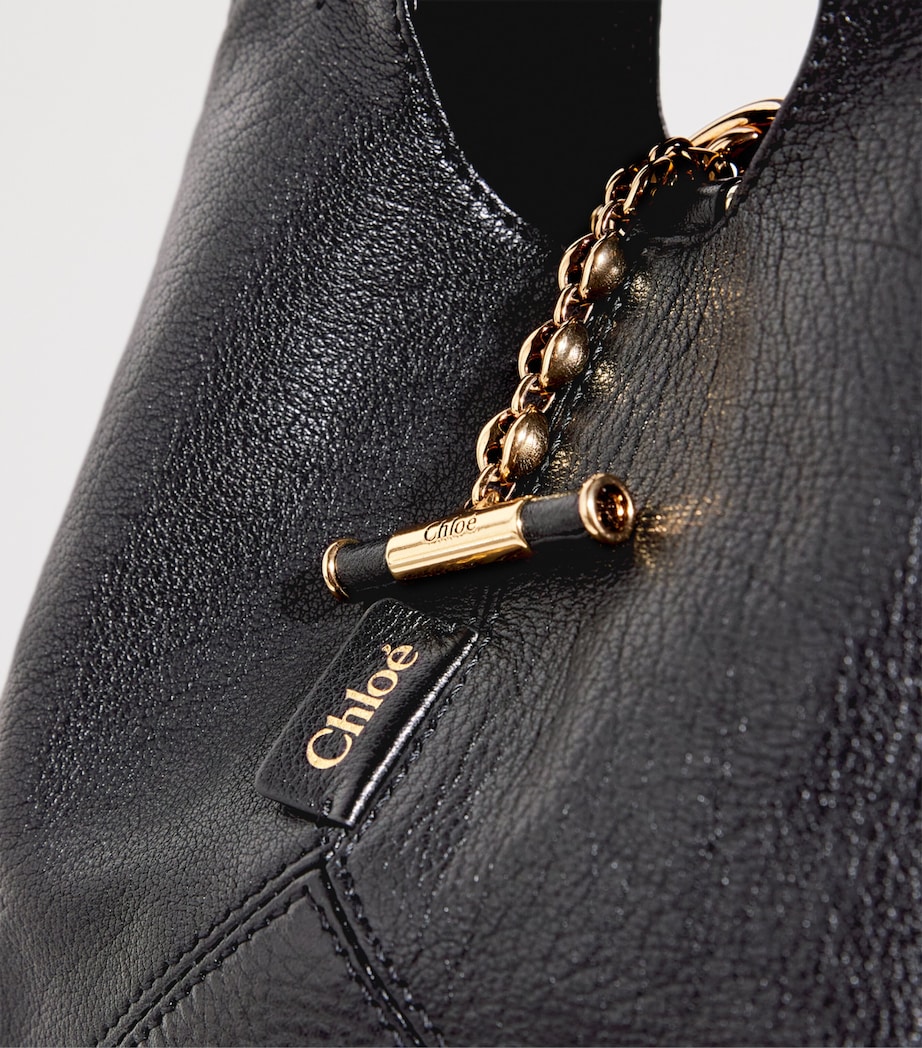 Small Leather Balloon Bucket Bag BLACK Image 6