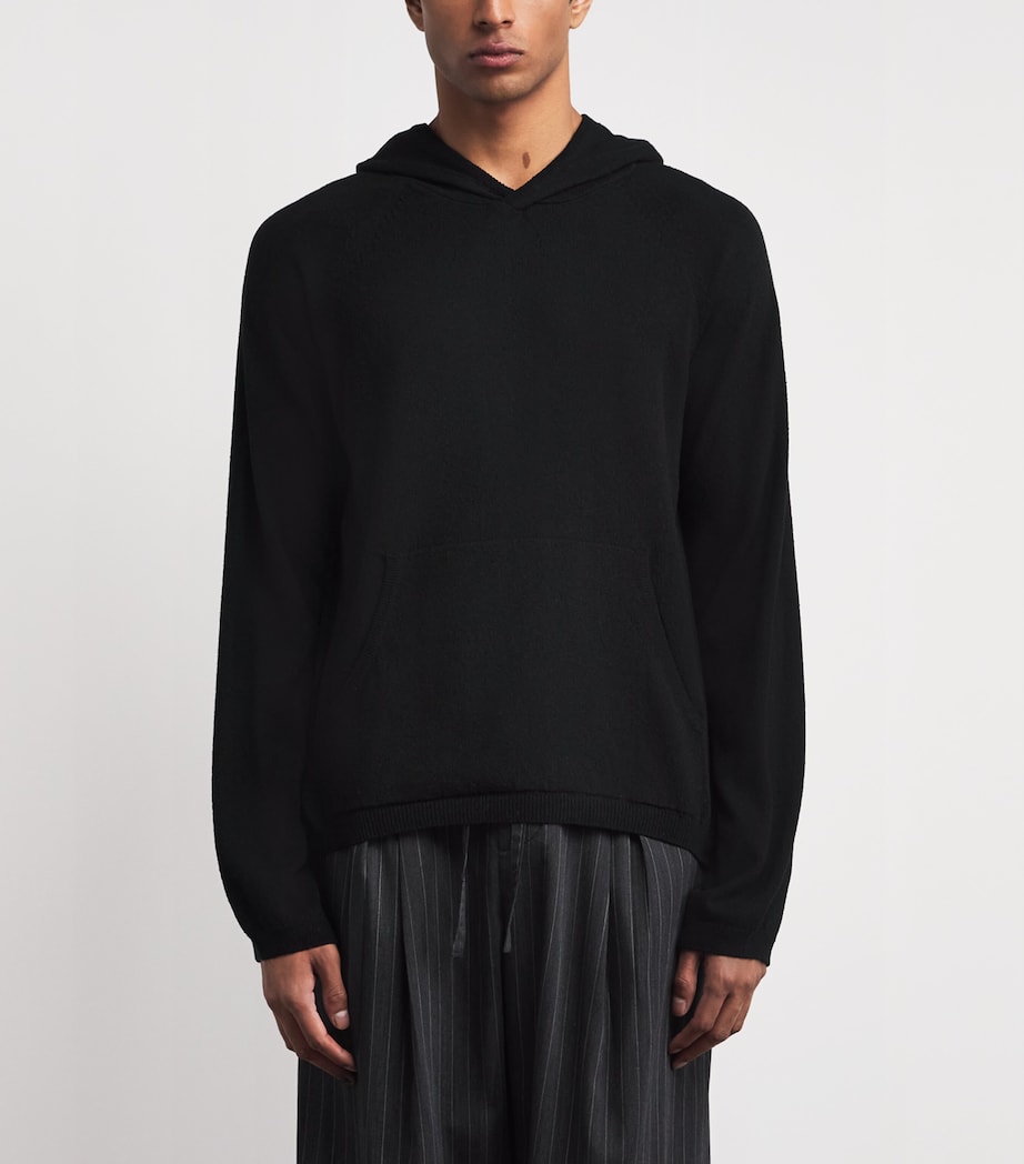 Our Legacy Mens Silk Knitted Hoodie Almost Black Image 4