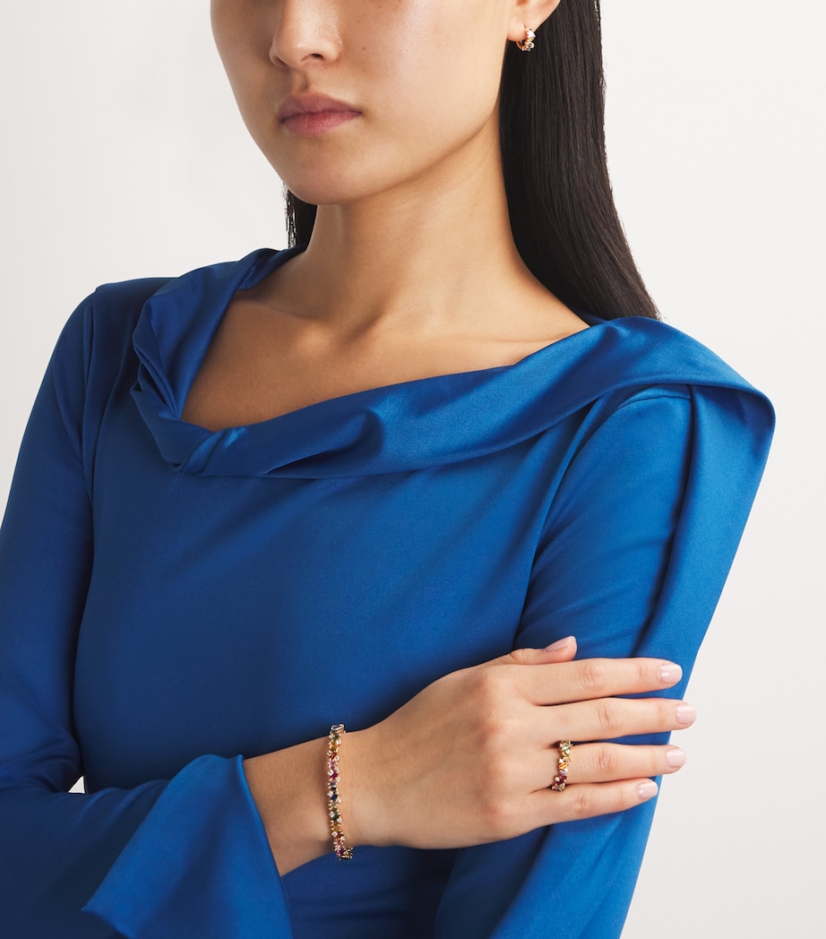 Rose Gold, Diamond and Sapphire Frenzy Huggie Earrings 18K RG/PS Image 5