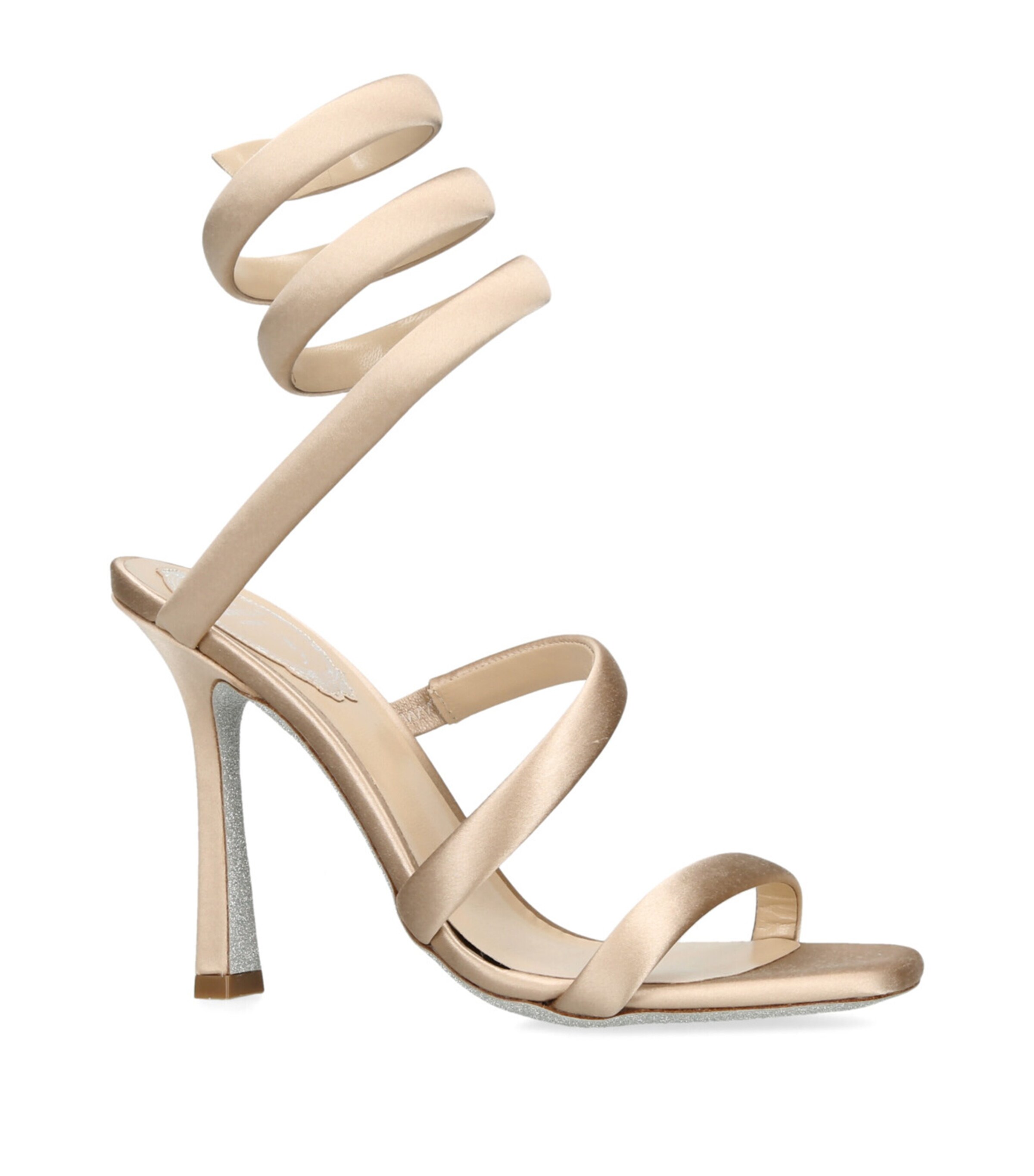 René Caovilla Satin Cleo Heeled Sandals 105 Beige Image 3