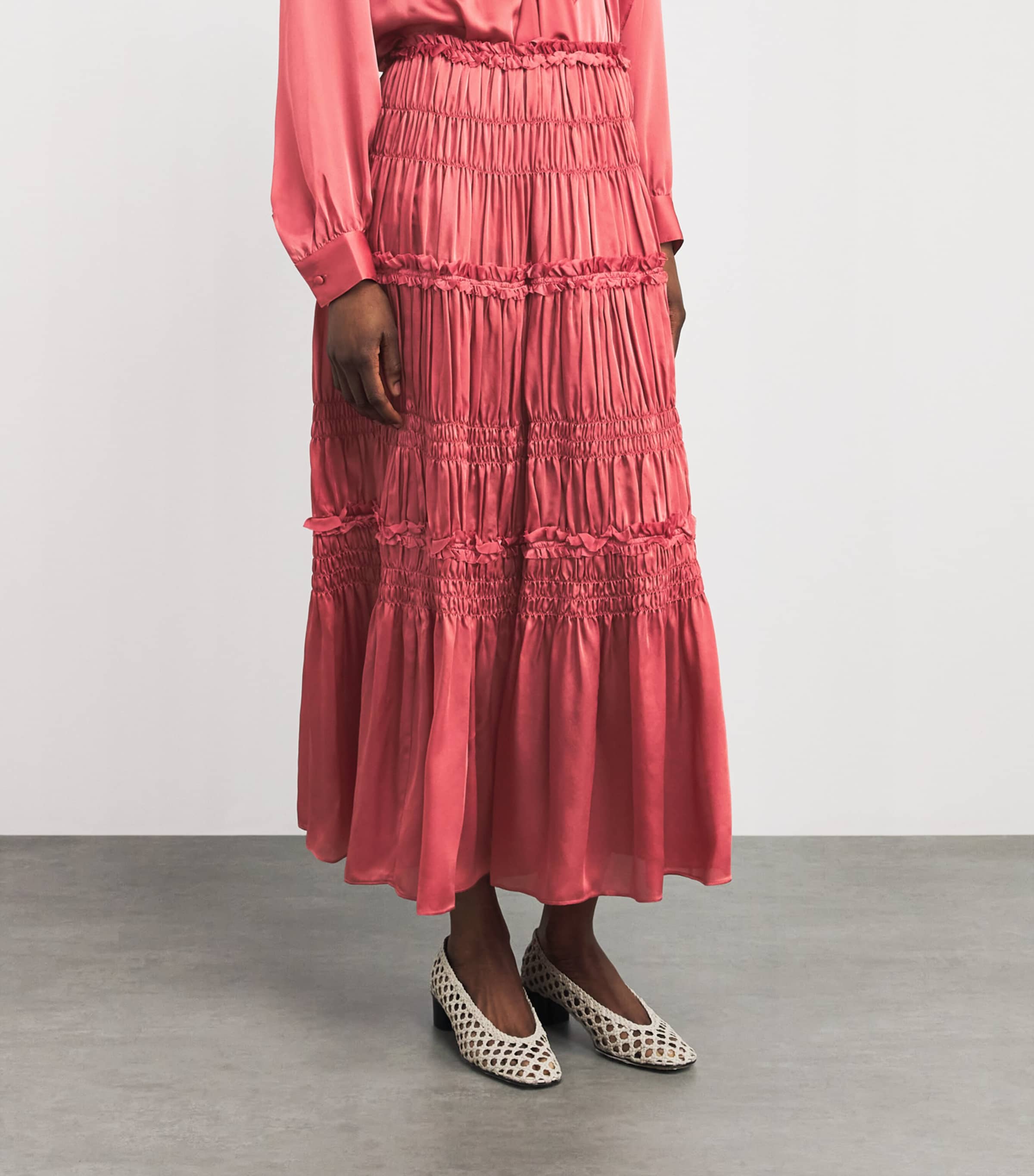Ulla Johnson Womens Silk Ruffled Virginie Maxi Skirt Rosewood Image 4