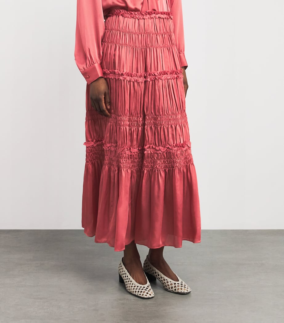 Ulla Johnson Womens Silk Ruffled Virginie Maxi Skirt Rosewood Image 4