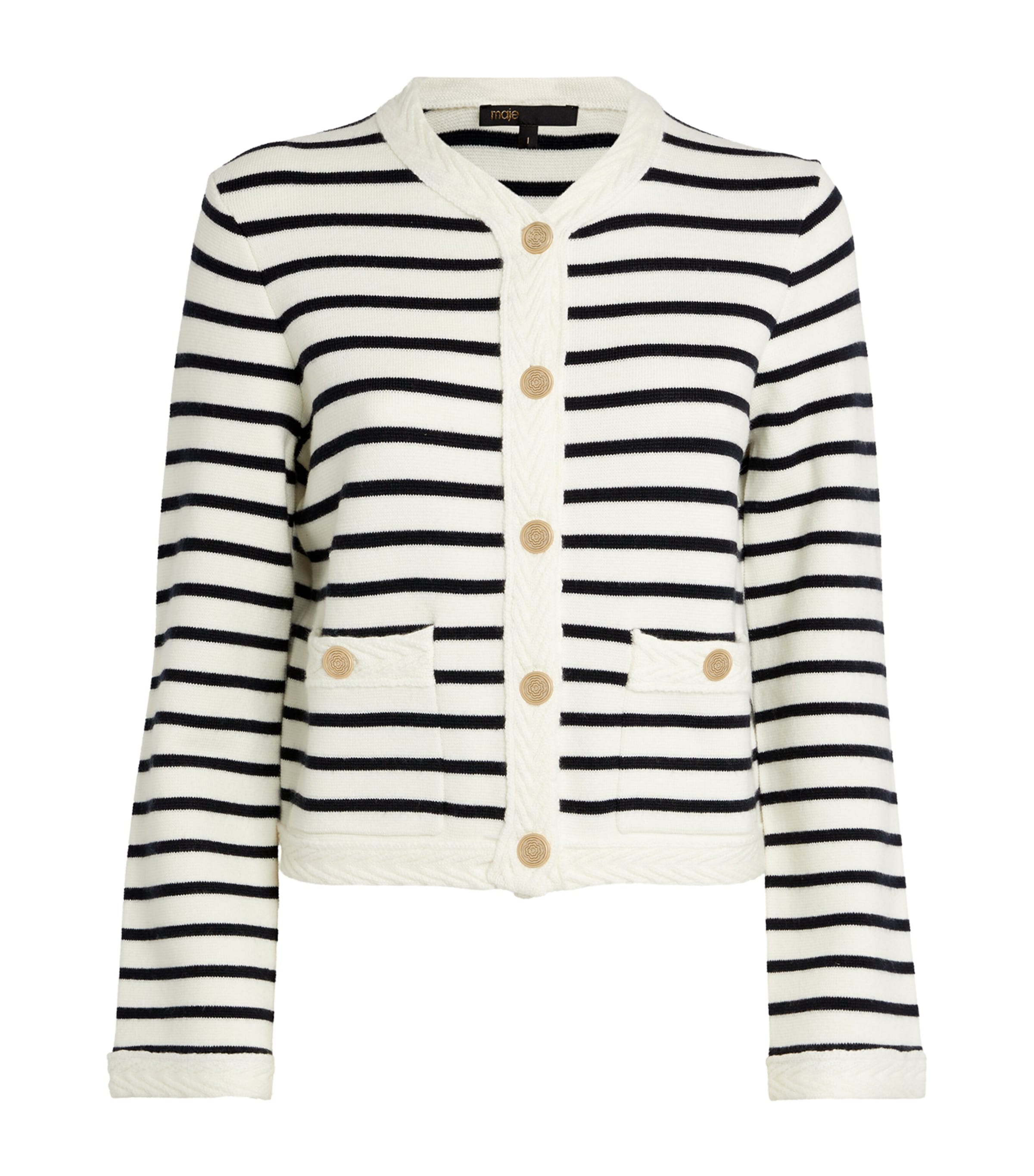 Maje Gestreifter Cardigan In Blue