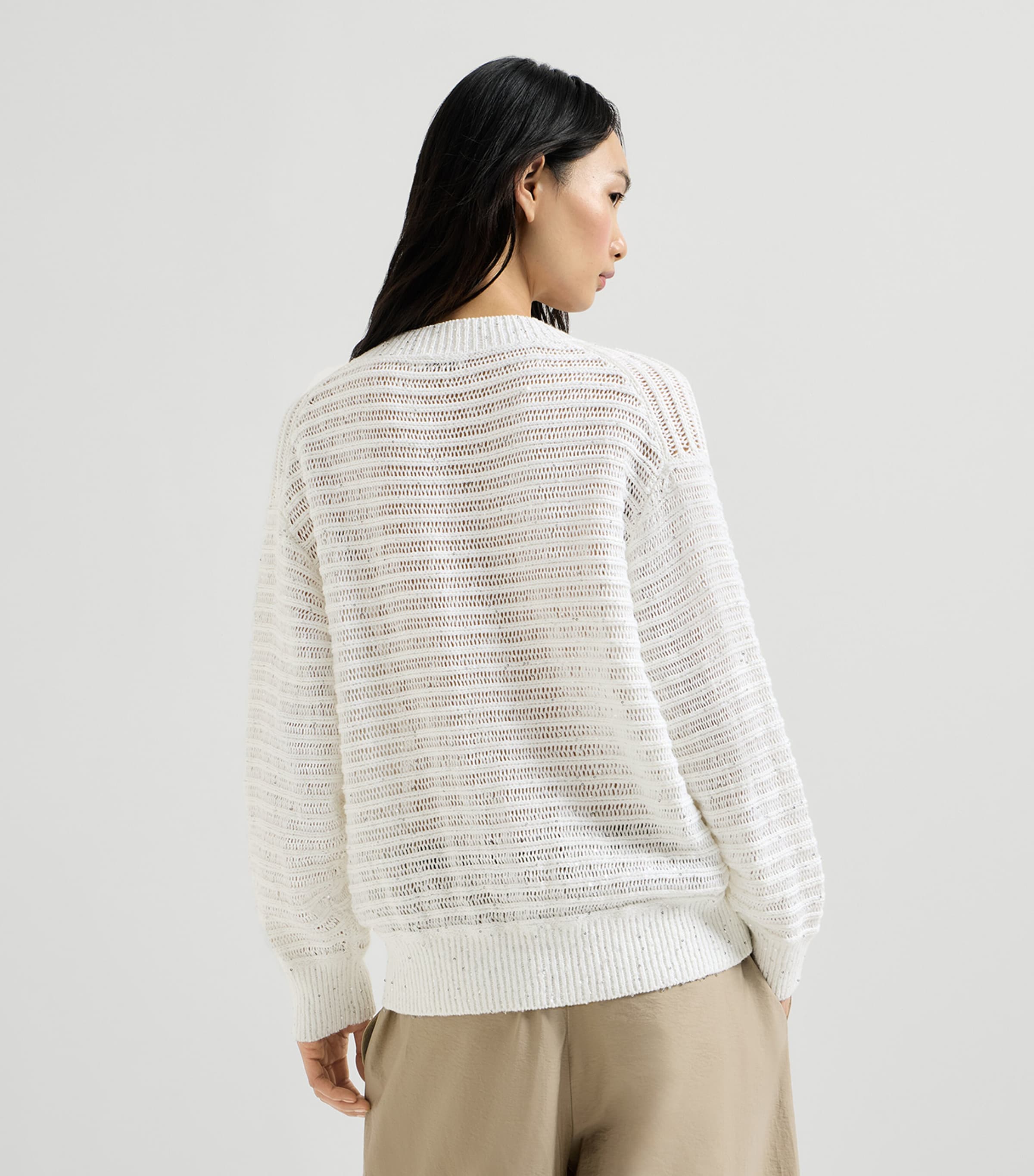 Brunello Cucinelli Womens Linen-Blend Dazzling Sweater Image 5
