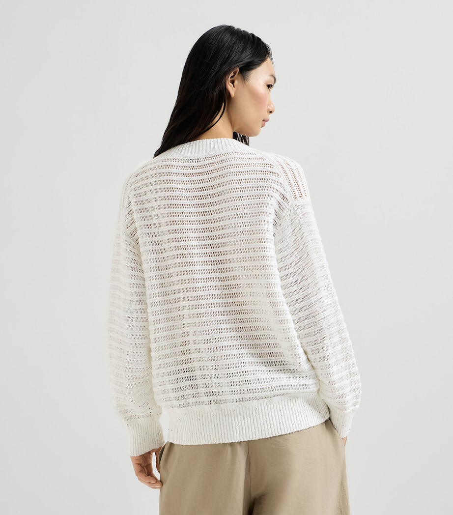 Brunello Cucinelli Womens Linen-Blend Dazzling Sweater Image 5