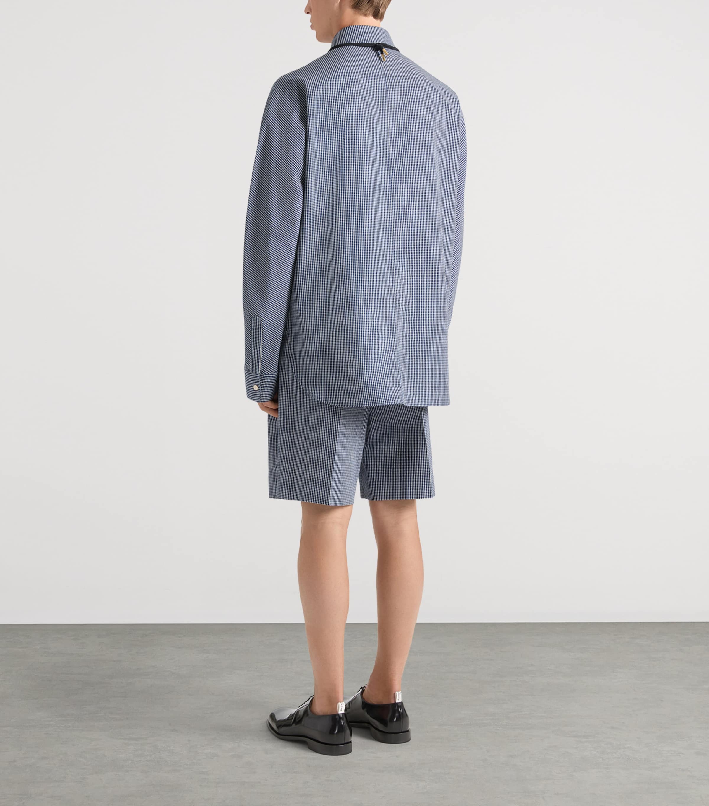 Double Pleat Cotton Bermuda Shorts WHITE/BLUE Image 4