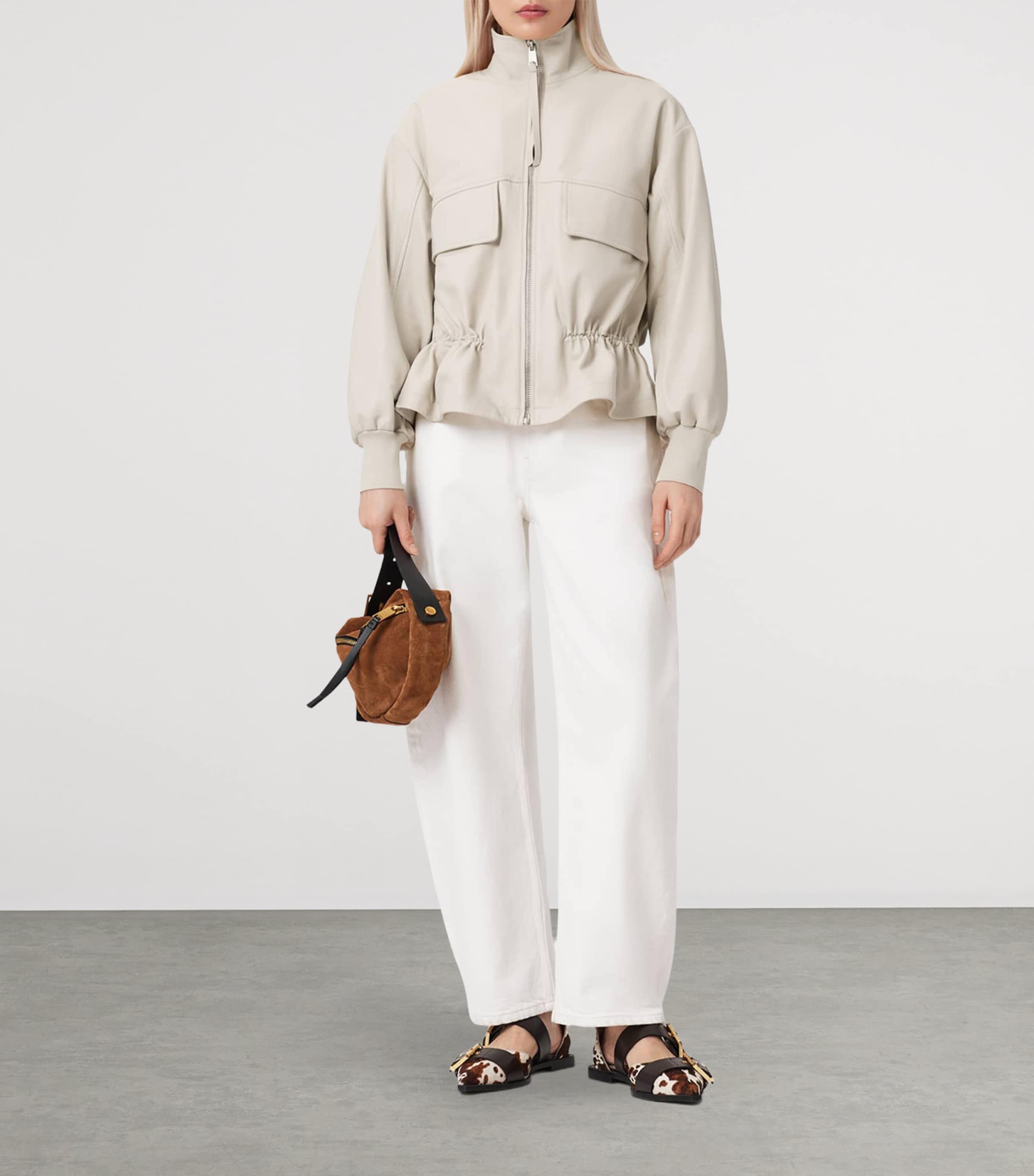 Leather Flor Jacket OFF WHITE Image 6