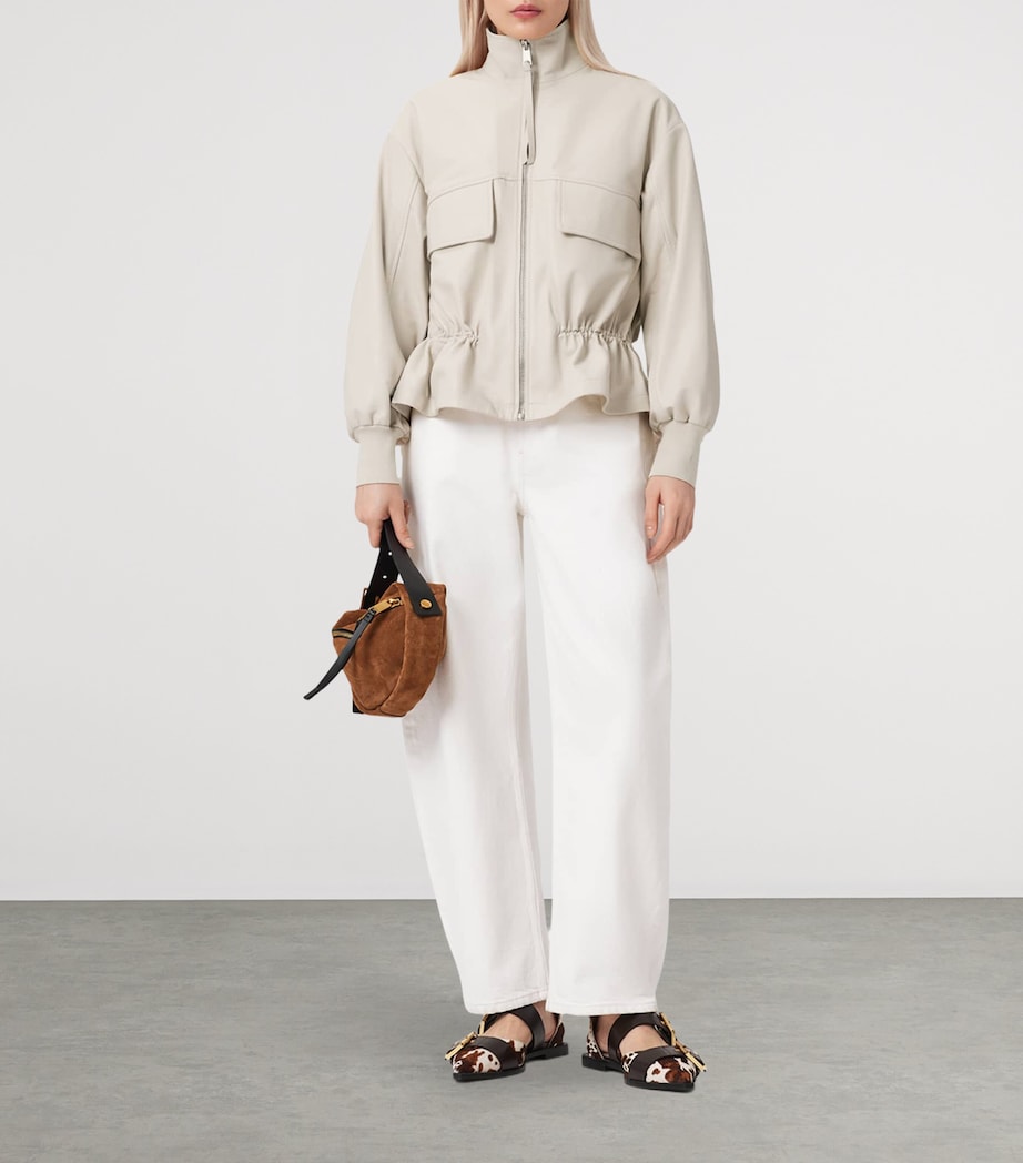 Leather Flor Jacket OFF WHITE Image 6