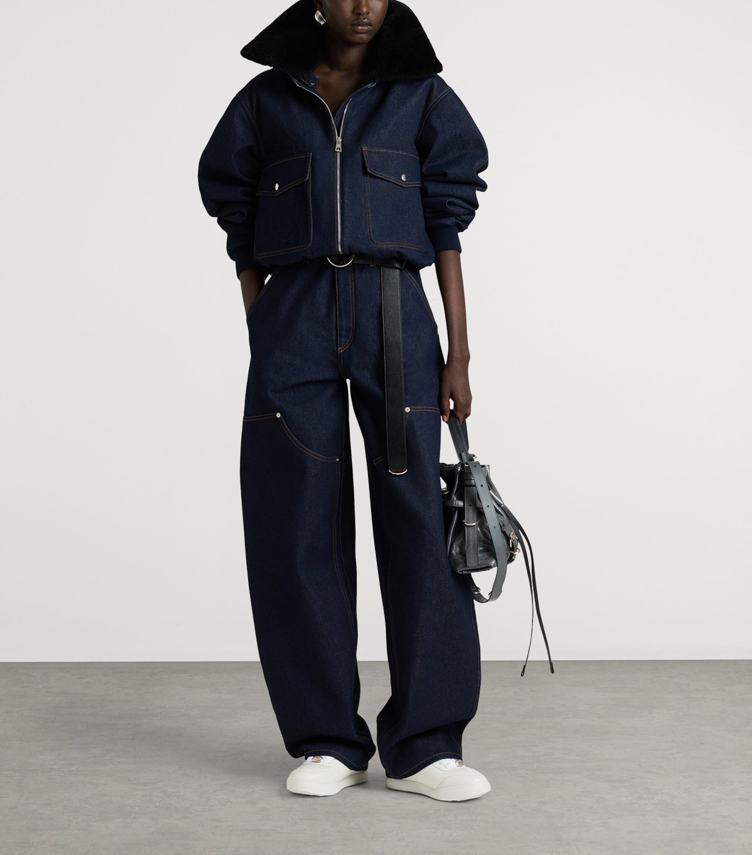 Givenchy Womens Shearling-Collar Denim Blouson Jacket Image 2