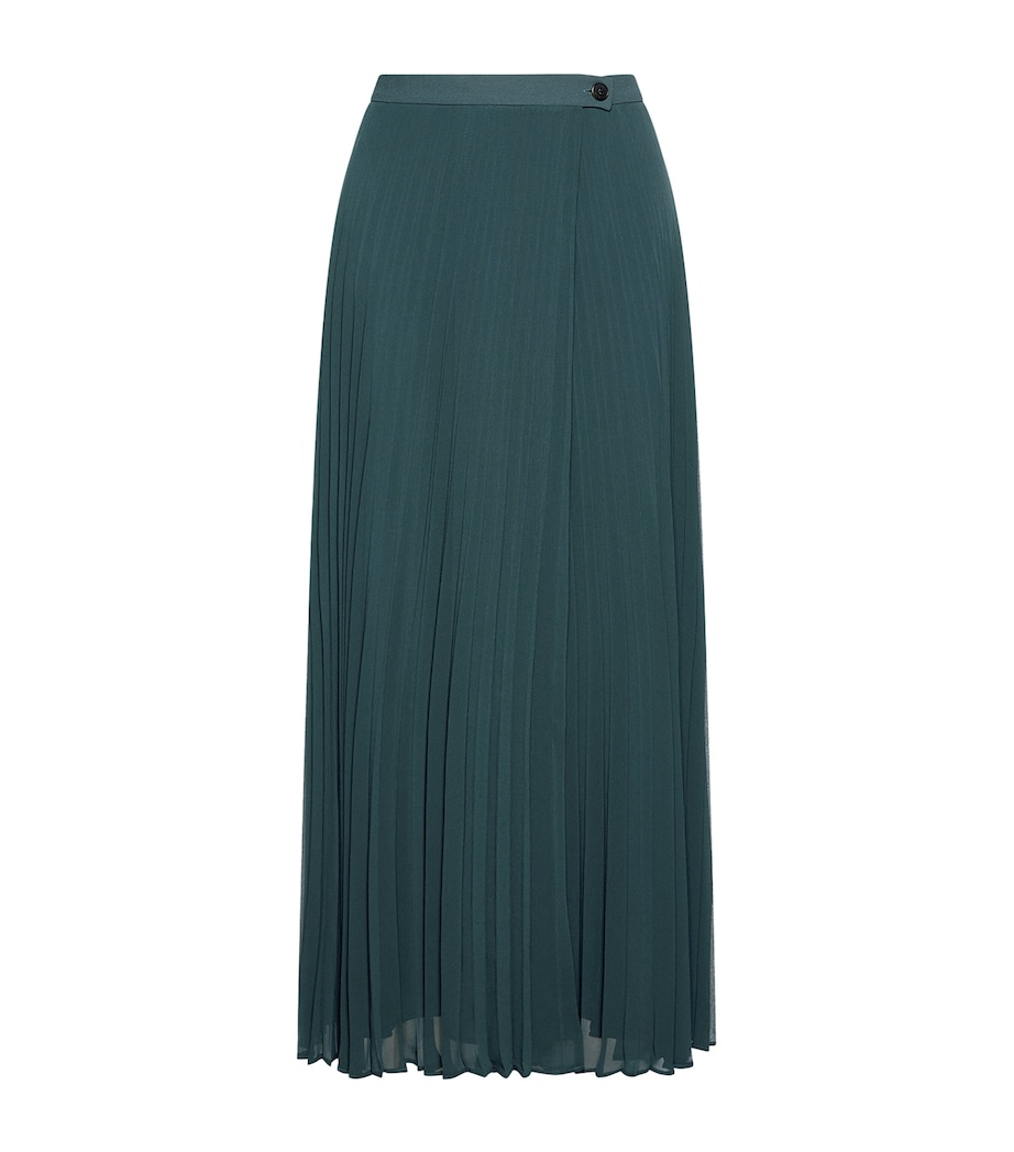 Marella Womens Georgette Pleated Skirt Peacock Blue Image 1