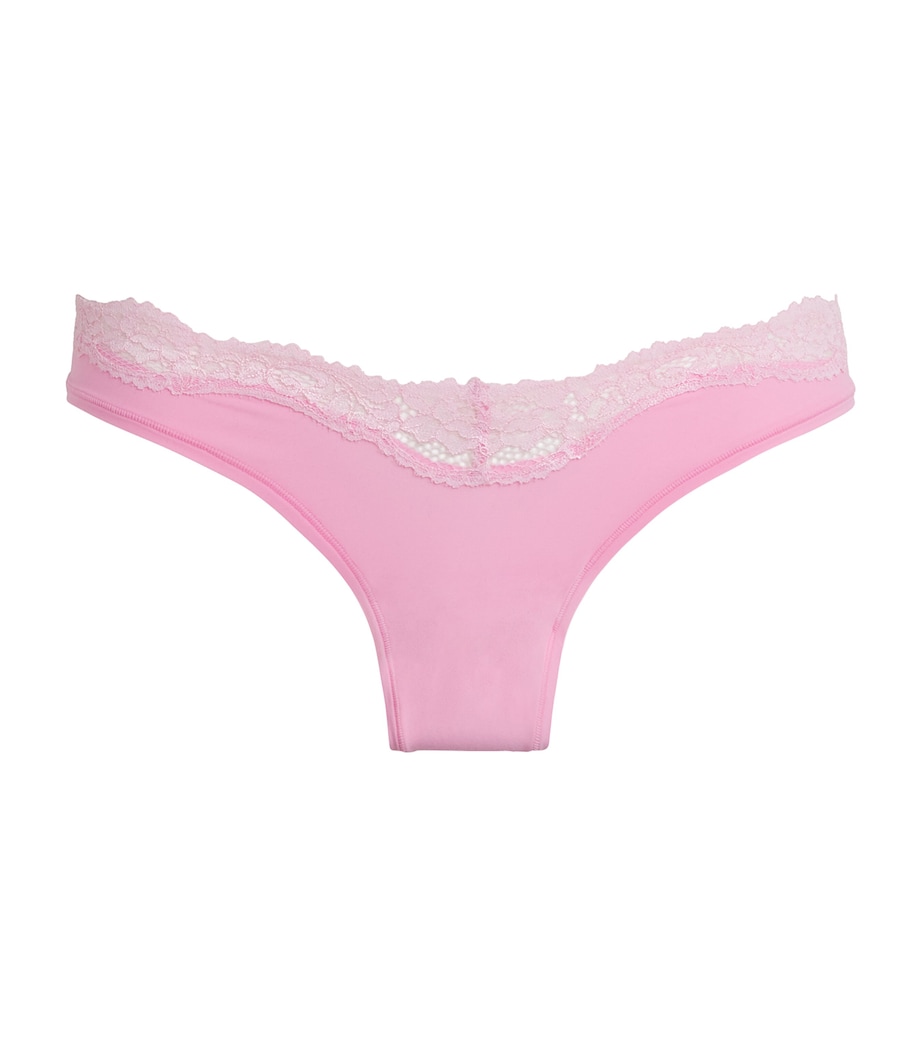 Lace-Trim Fits Everybody Dipped Thong BUBBLEGUM TONAL Image 1