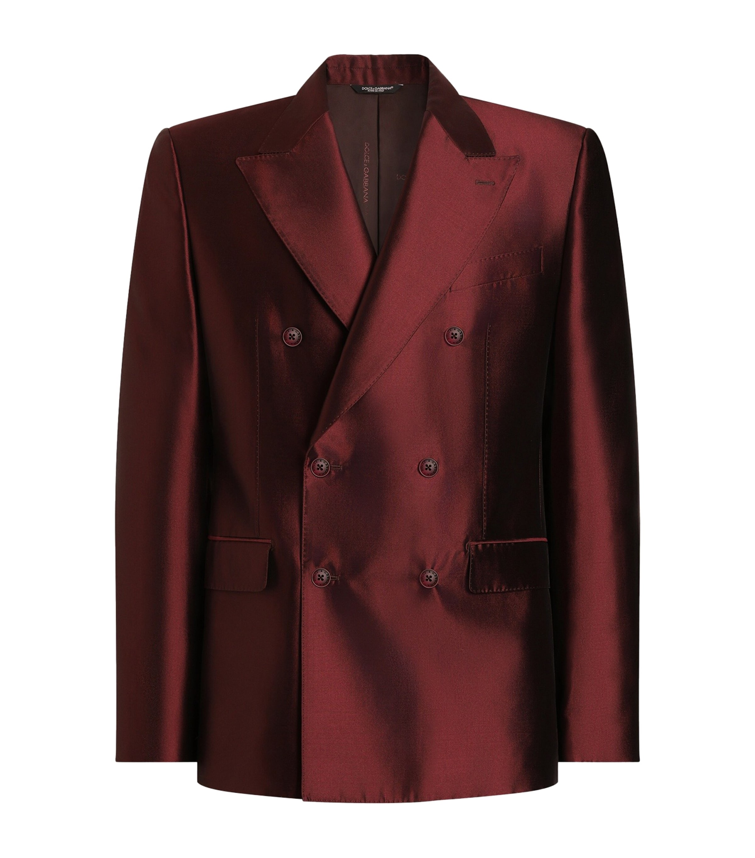 Dolce&Gabbana Mens Satin Double-Breasted Blazer Wine Image 1