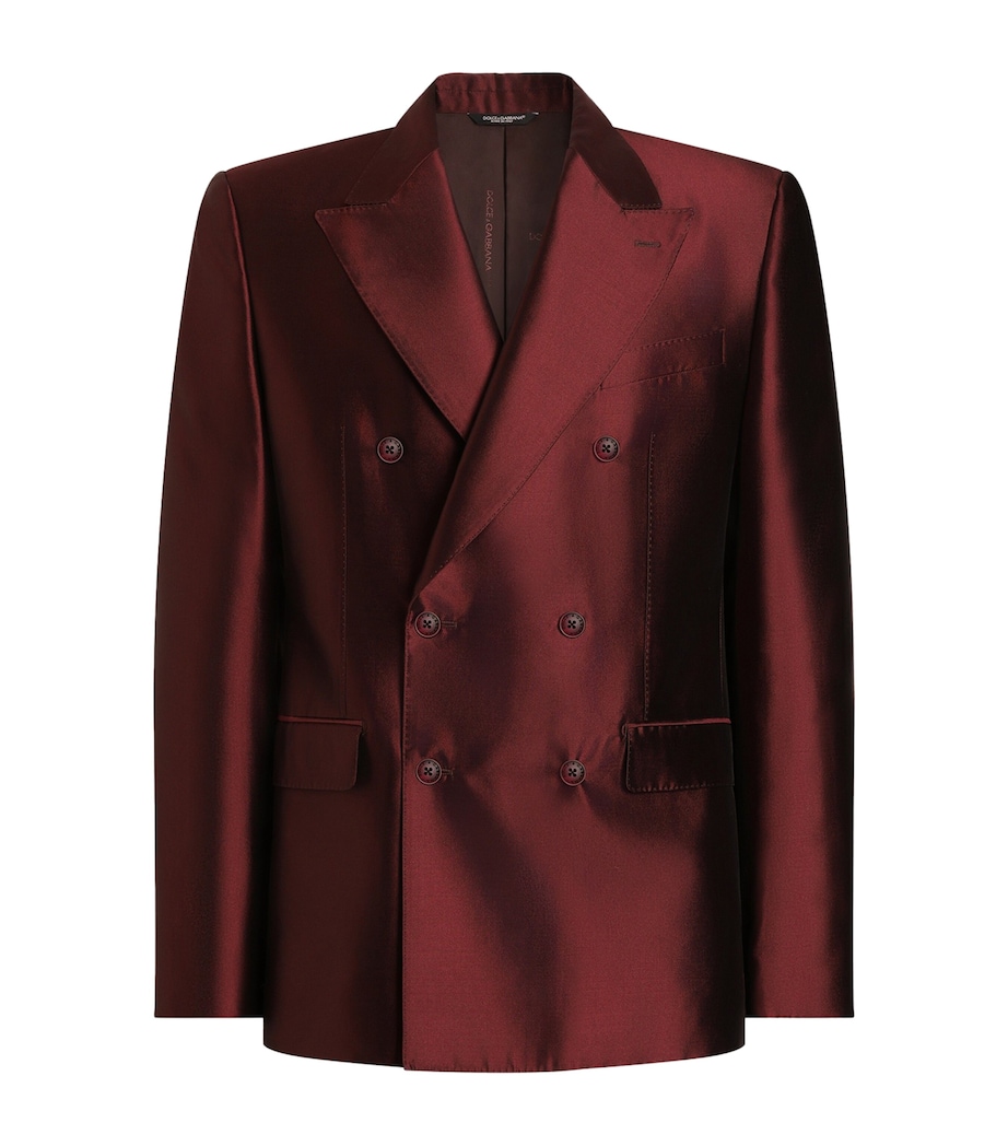 Dolce&Gabbana Mens Satin Double-Breasted Blazer Wine Image 1