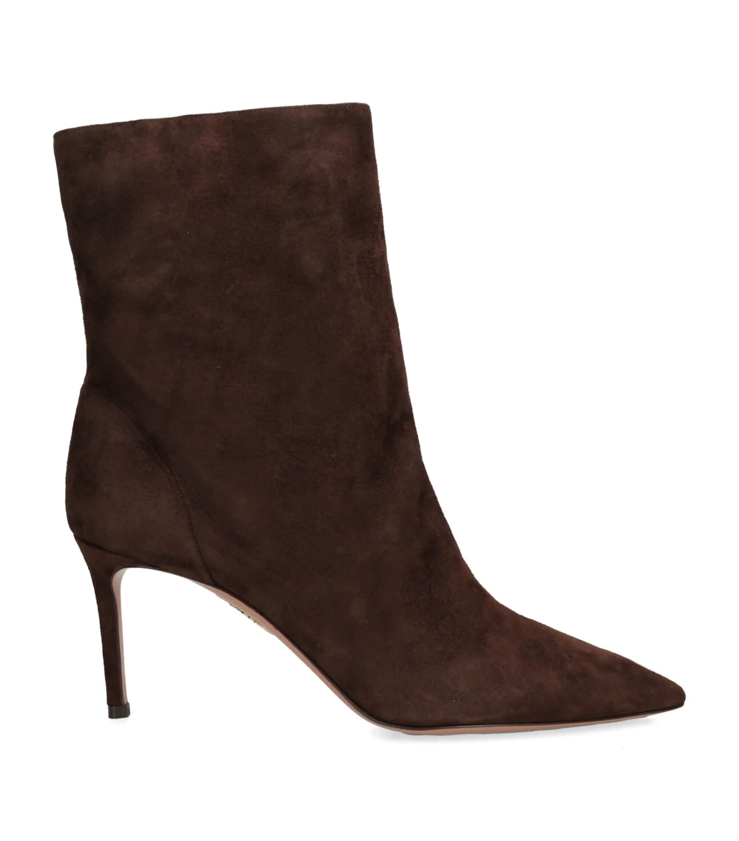 Aquazzura Matignon Suede Ankle Boots In Brown