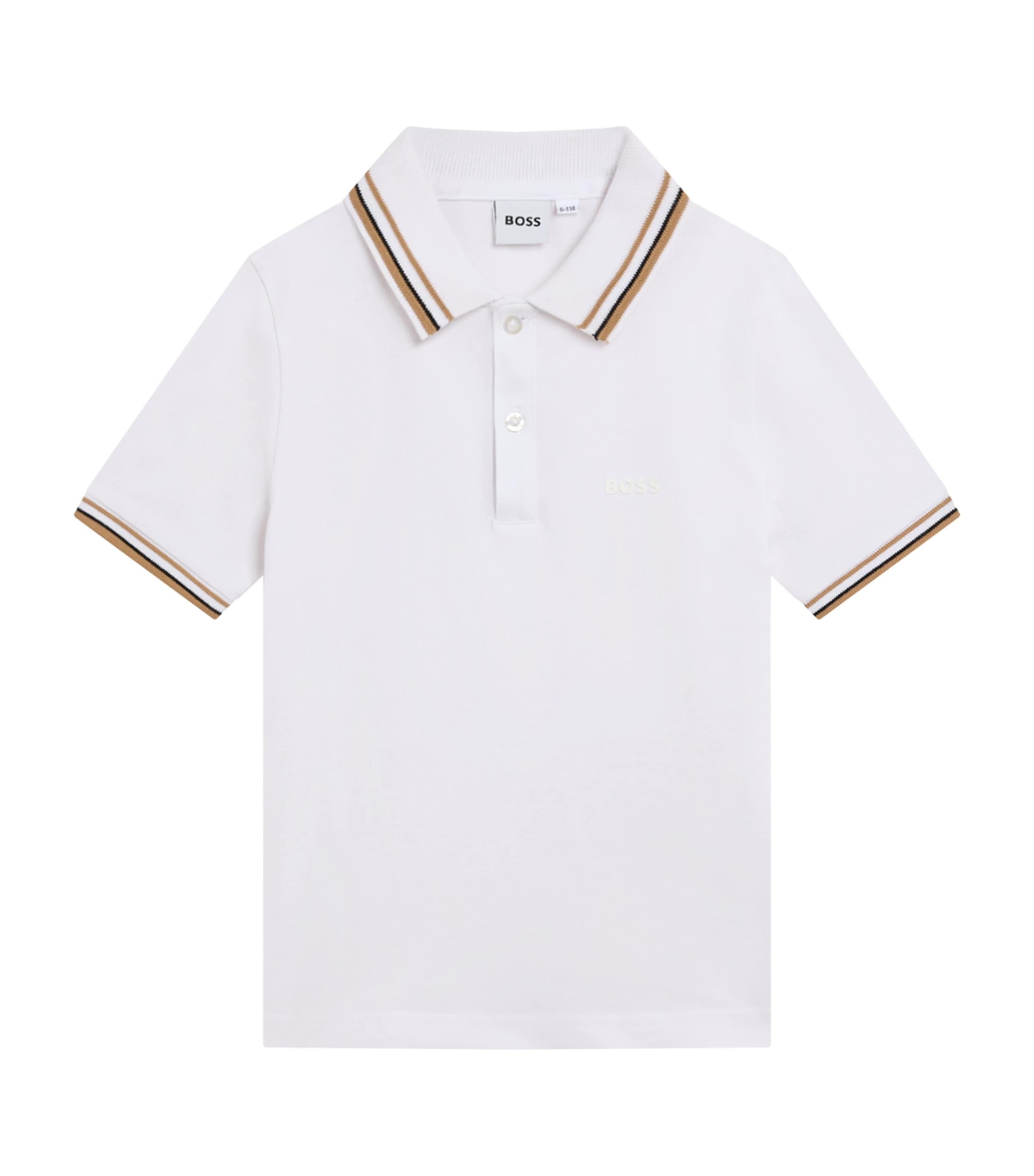Stripe-Trim Logo Polo Shirt WHITE Image 1
